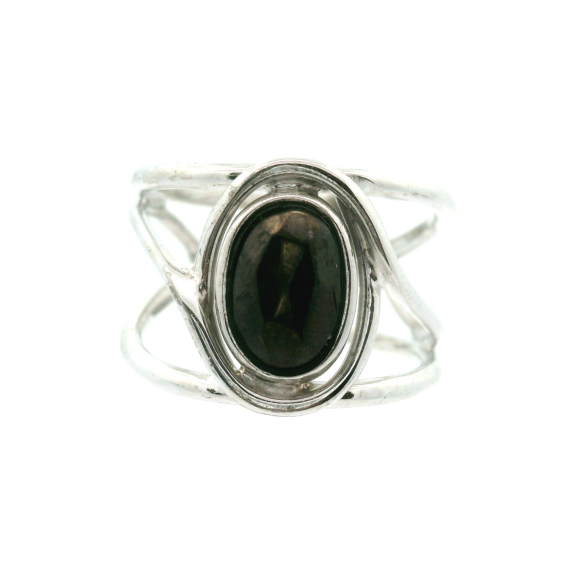 Nuummite Cuff Ring .925 Silver for Awareness, Communication and Meditation