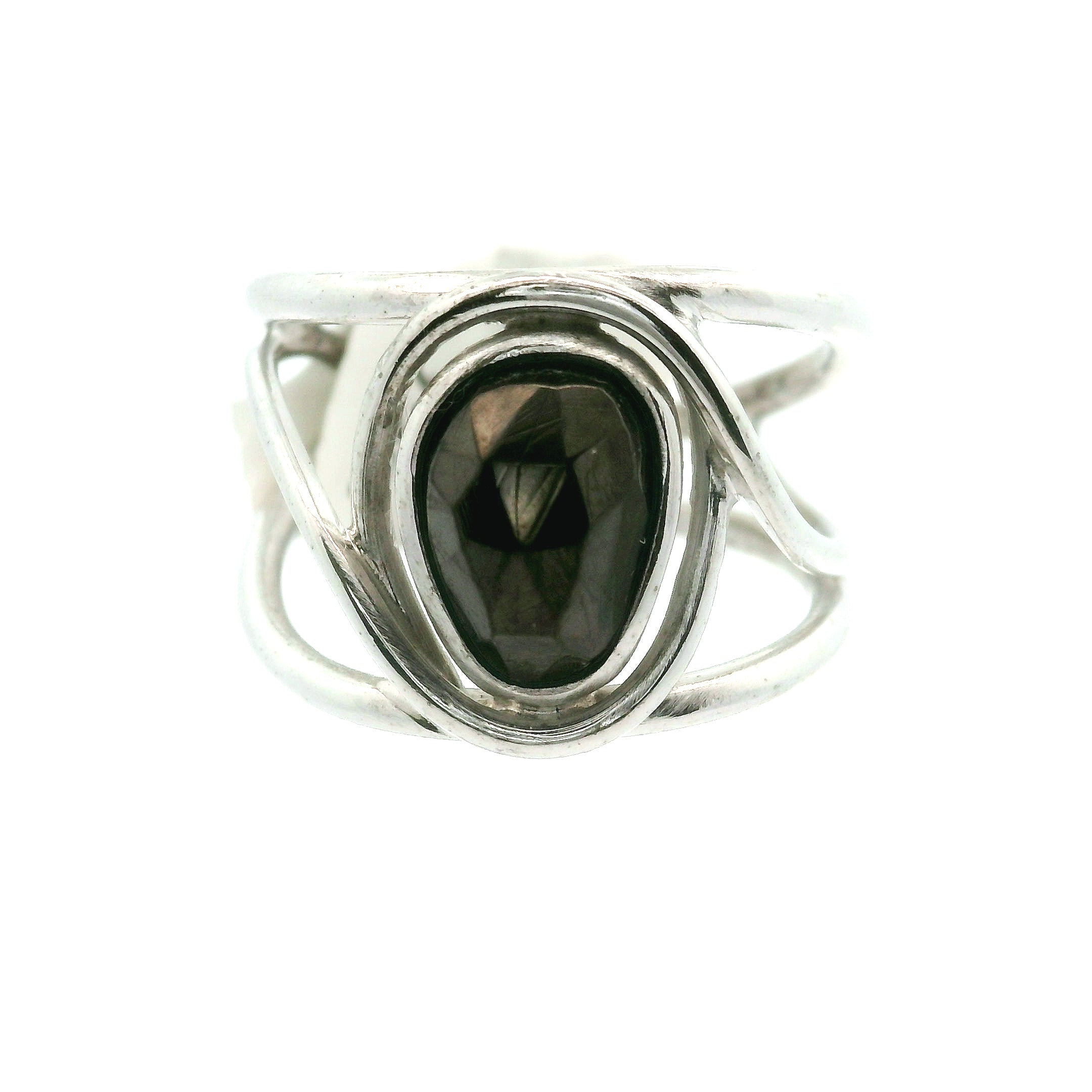 Nuummite Cuff Ring .925 Silver for Awareness, Communication and Meditation