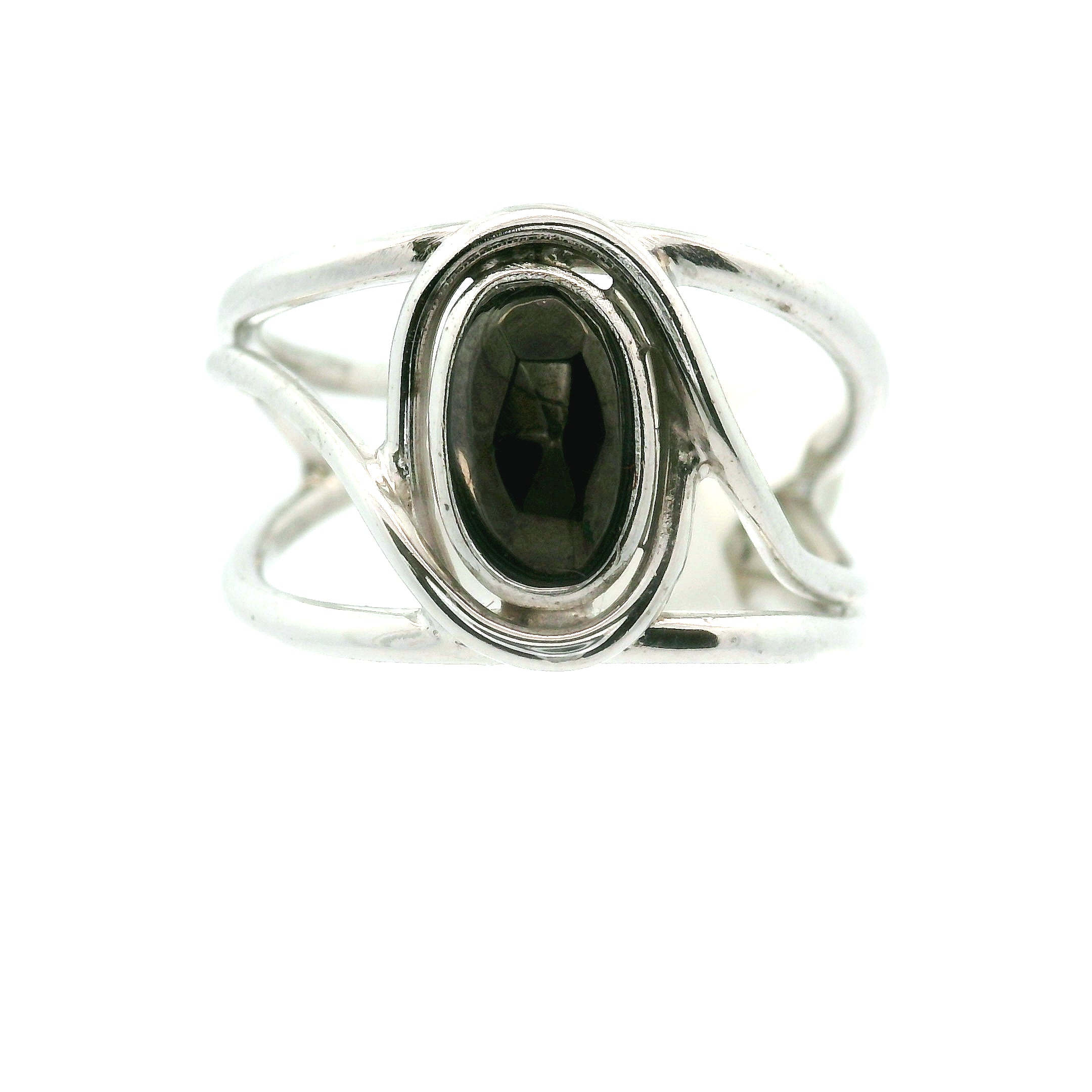 Nuummite Cuff Ring .925 Silver for Awareness, Communication and Meditation