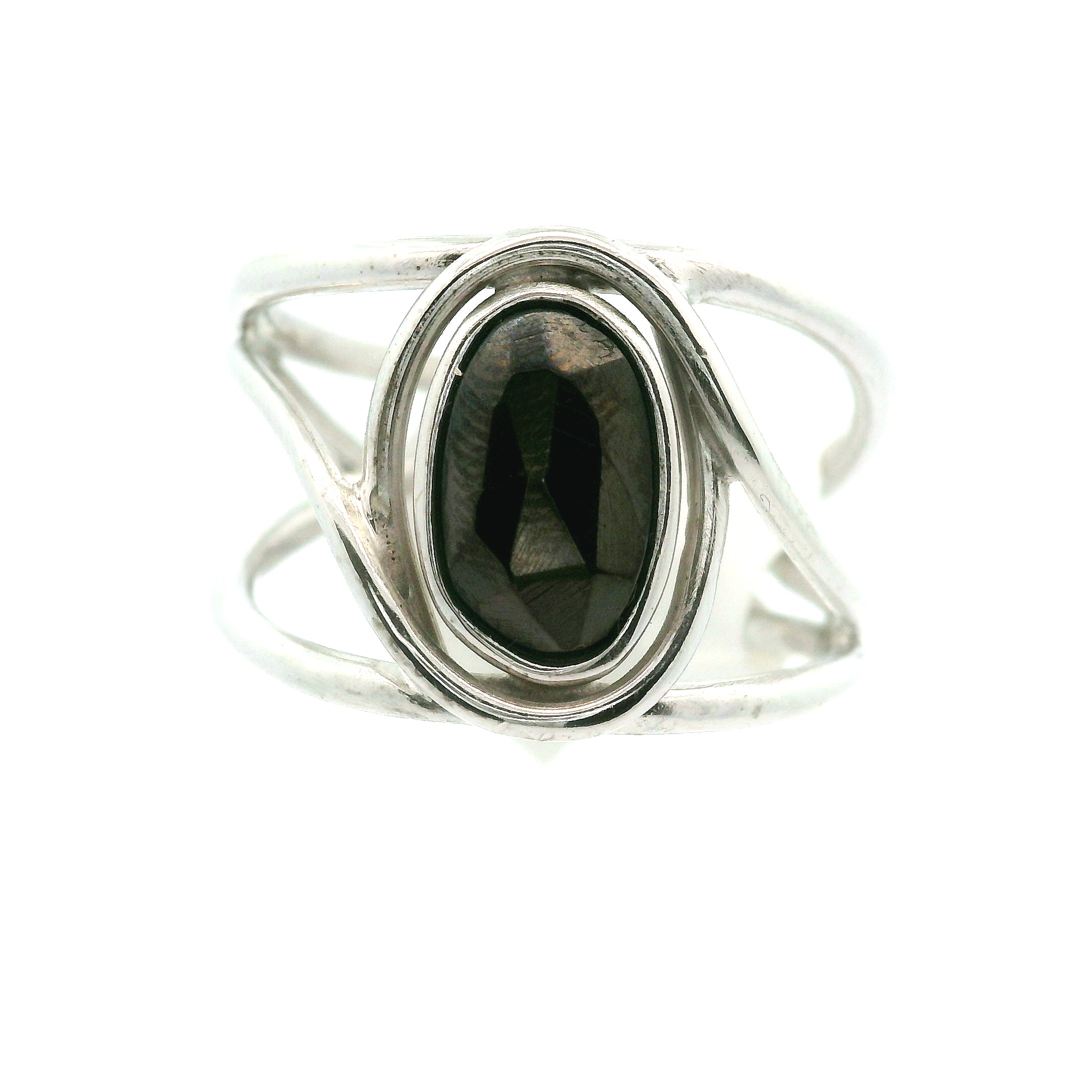 Nuummite Cuff Ring .925 Silver for Awareness, Communication and Meditation