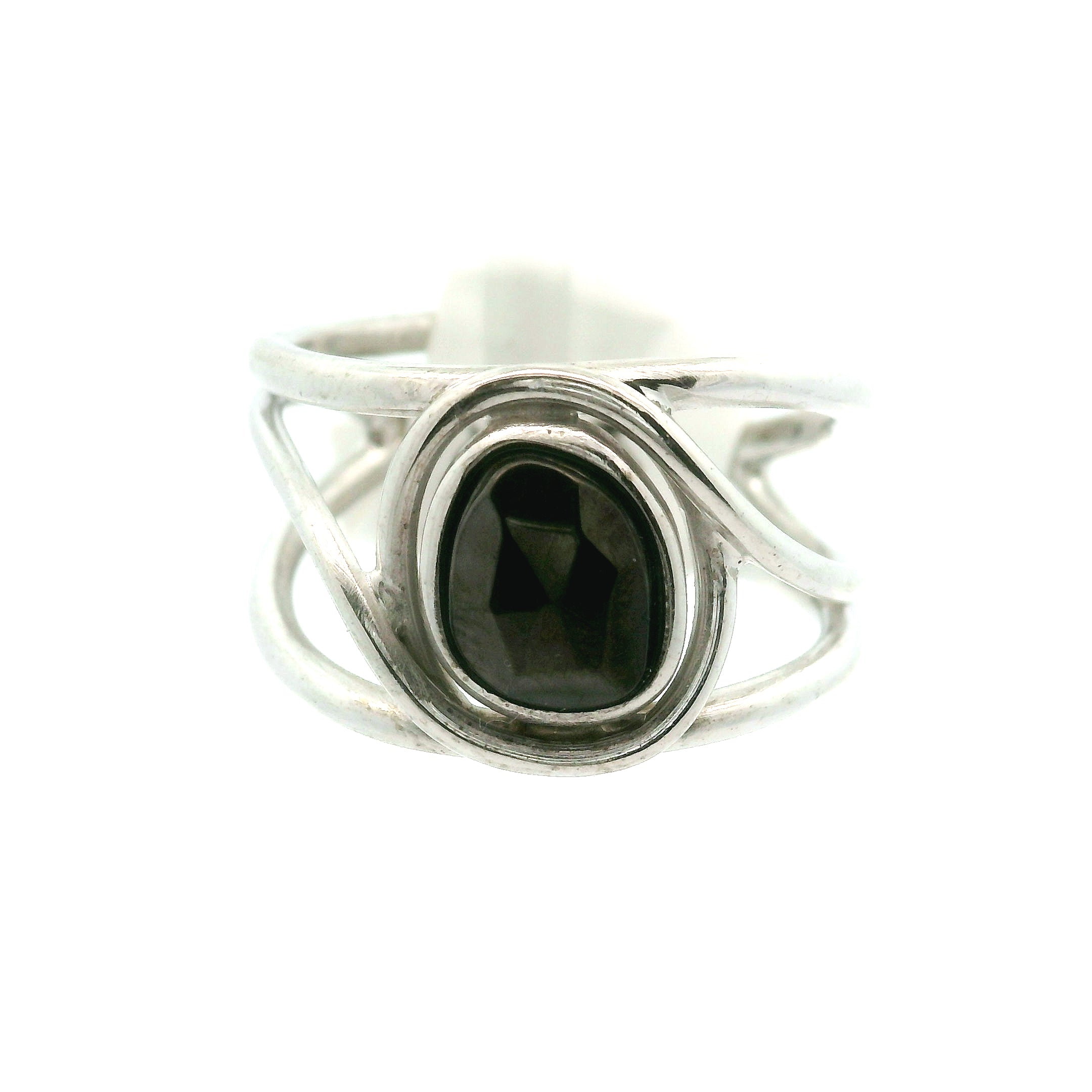 Nuummite Cuff Ring .925 Silver for Awareness, Communication and Meditation
