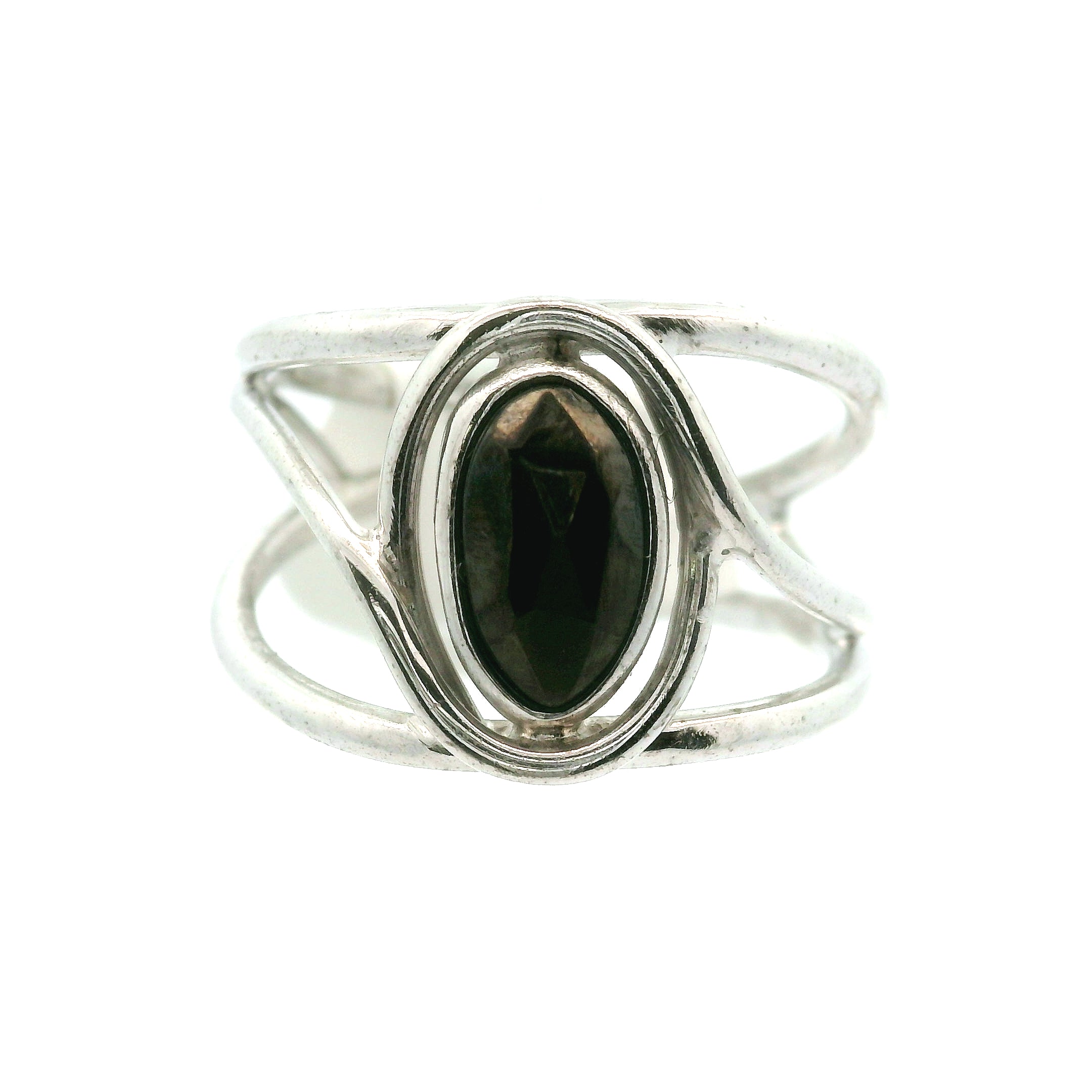 Nuummite Cuff Ring .925 Silver for Awareness, Communication and Meditation