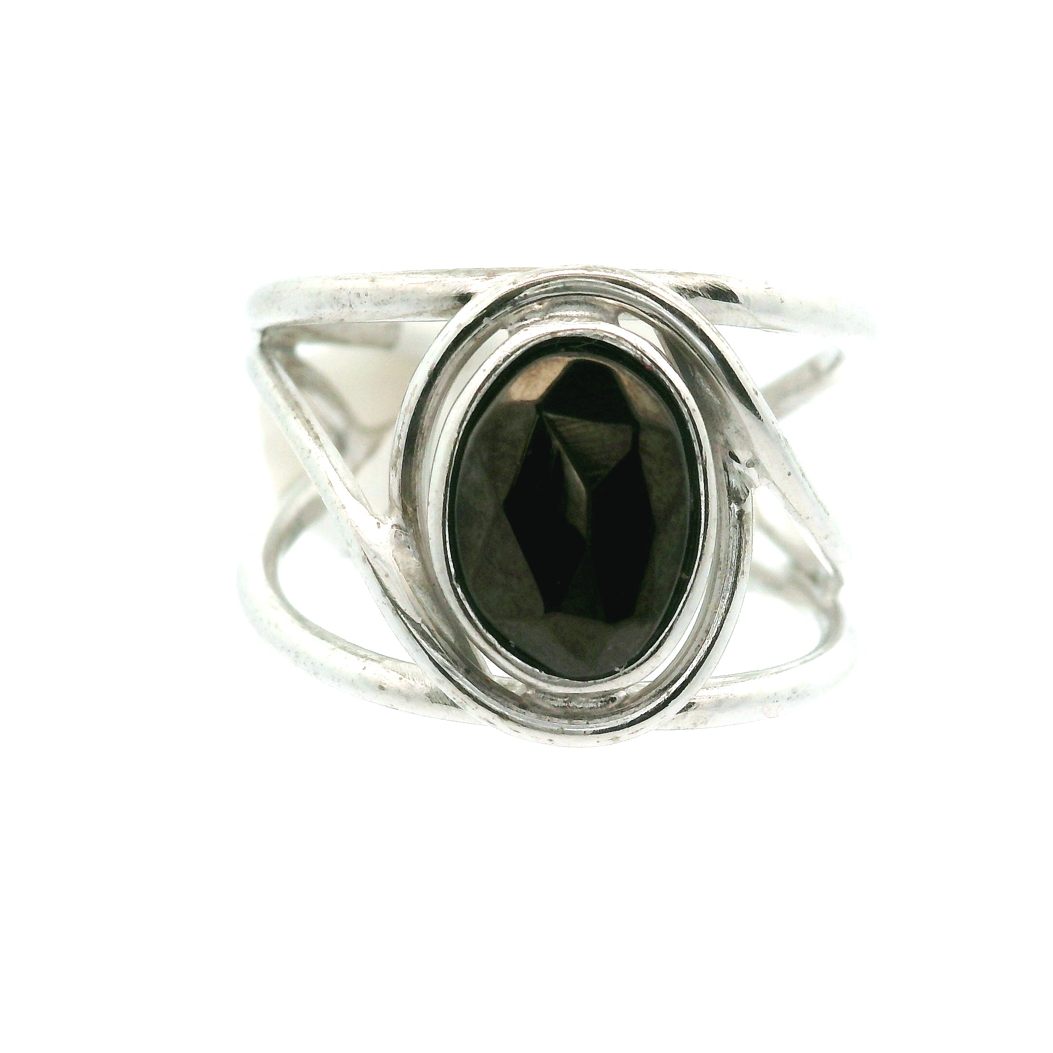 Nuummite Cuff Ring .925 Silver for Awareness, Communication and Meditation
