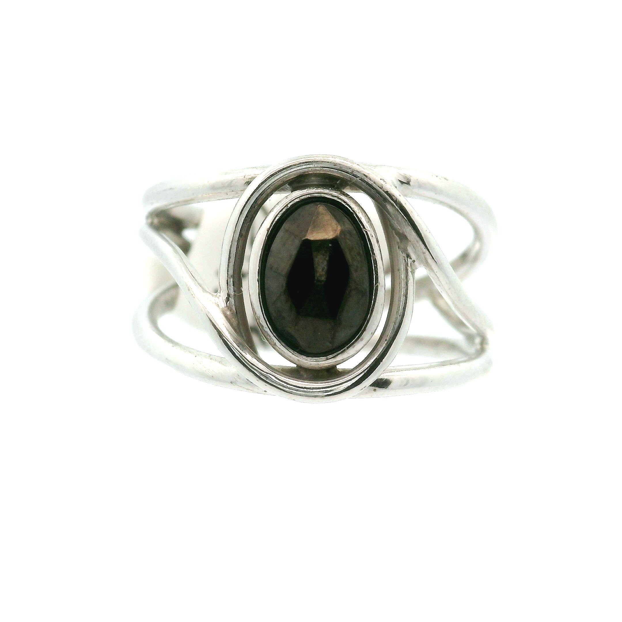 Nuummite Cuff Ring .925 Silver for Awareness, Communication and Meditation