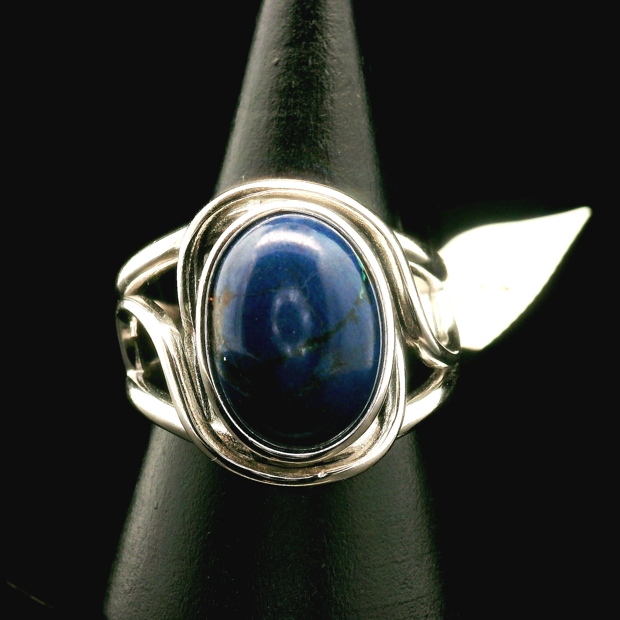 Azurite with Malachite Cuff Ring .925 Silver for Embracing Divine Feminine Power and Healing