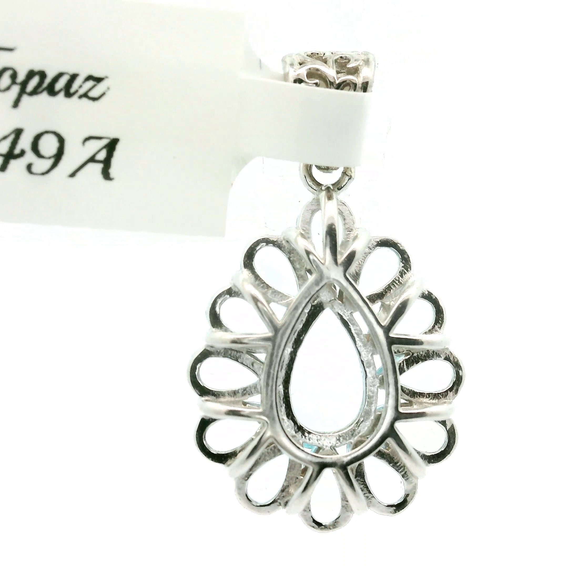 Blue Topaz Pave Pendant .925 Silver for Higher Awareness, Peaceful and Clear Communication