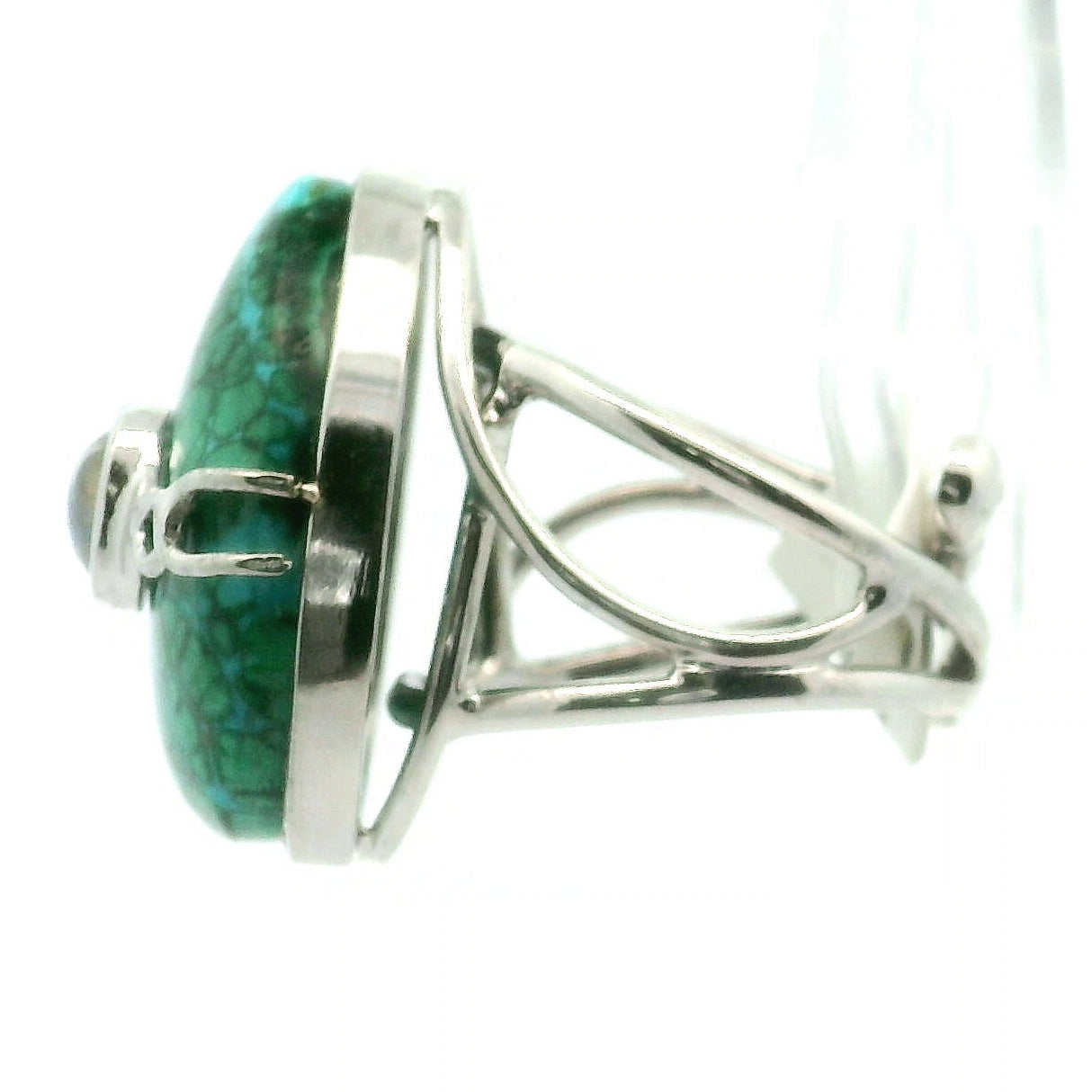Malachola With Moonstone Ring .925 Silver for Encouraging Surrender to the Divine Will