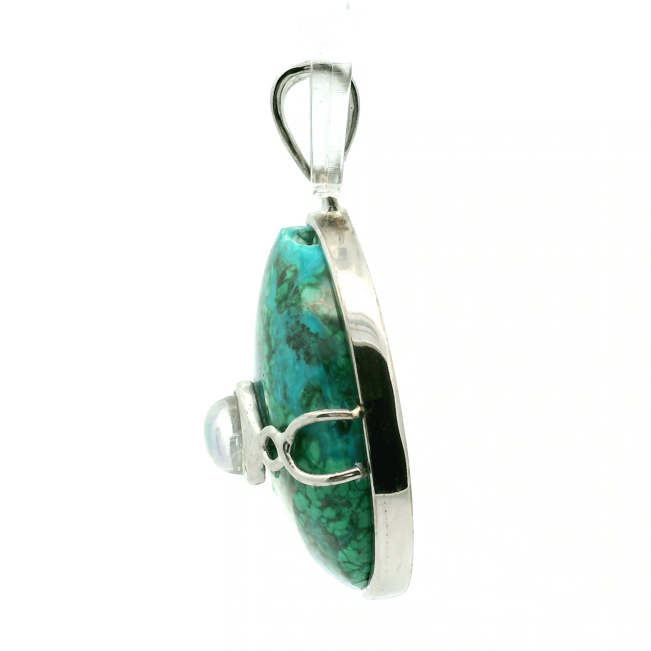 Malachola With Moonstone Pendant .925 Silver for Encouraging Surrender to the Divine Will