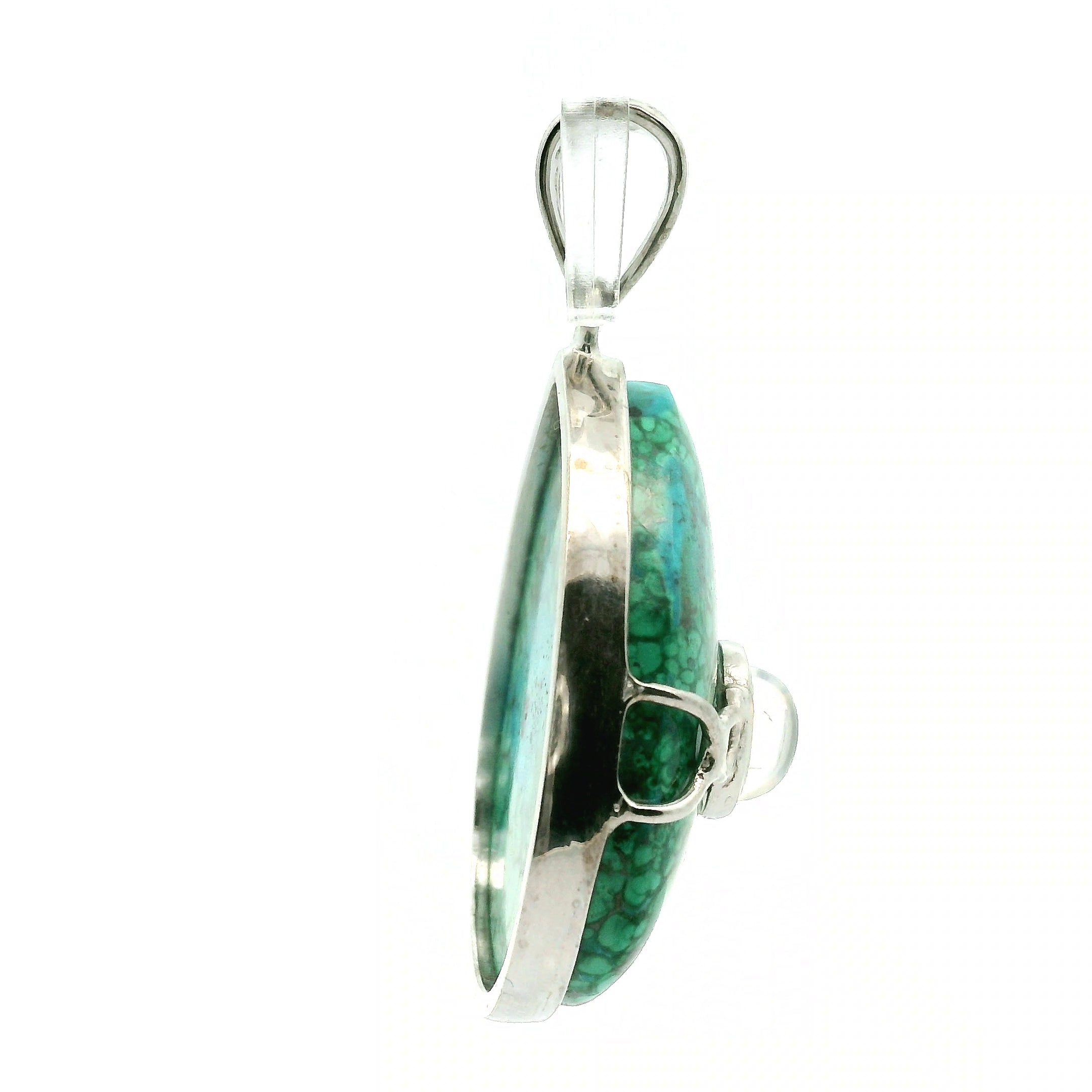 Malachola With Moonstone Pendant .925 Silver for Encouraging Surrender to the Divine Will