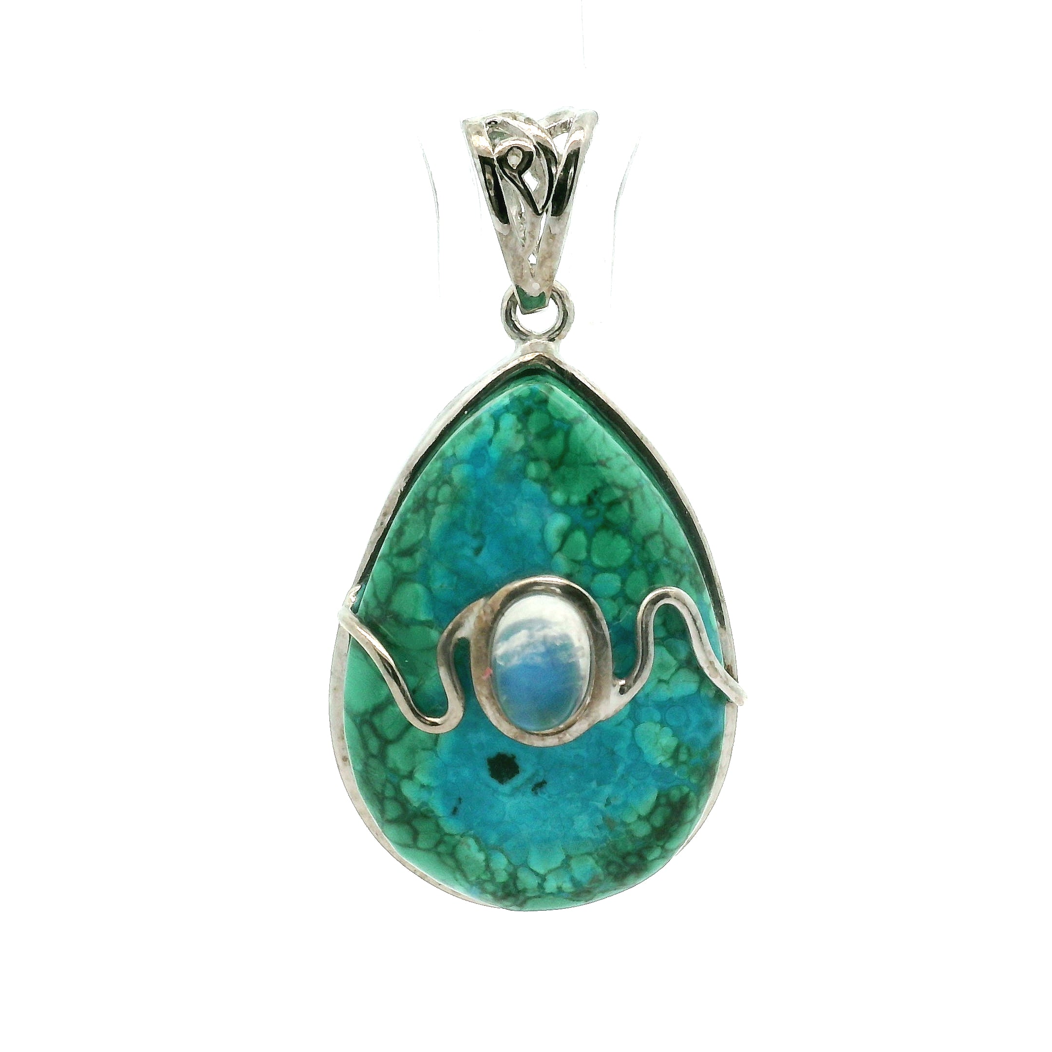 Malachola With Moonstone Pendant .925 Silver for Encouraging Surrender to the Divine Will