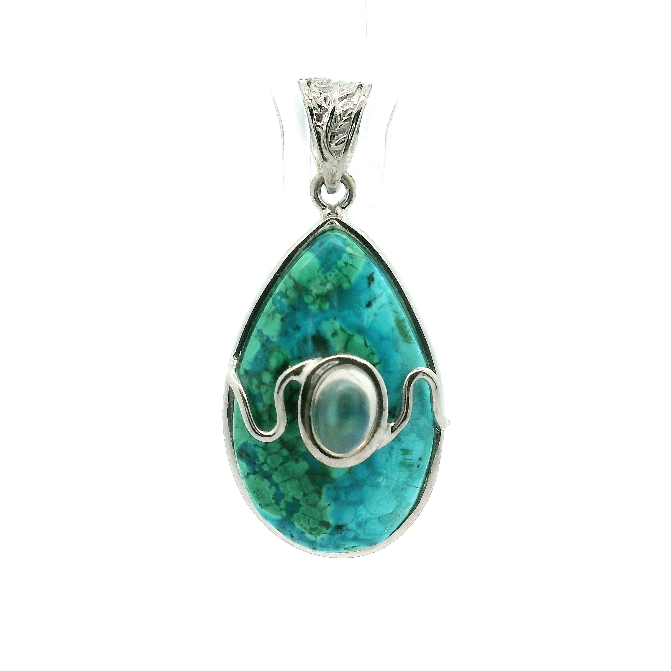 Malachola With Moonstone Pendant .925 Silver for Encouraging Surrender to the Divine Will