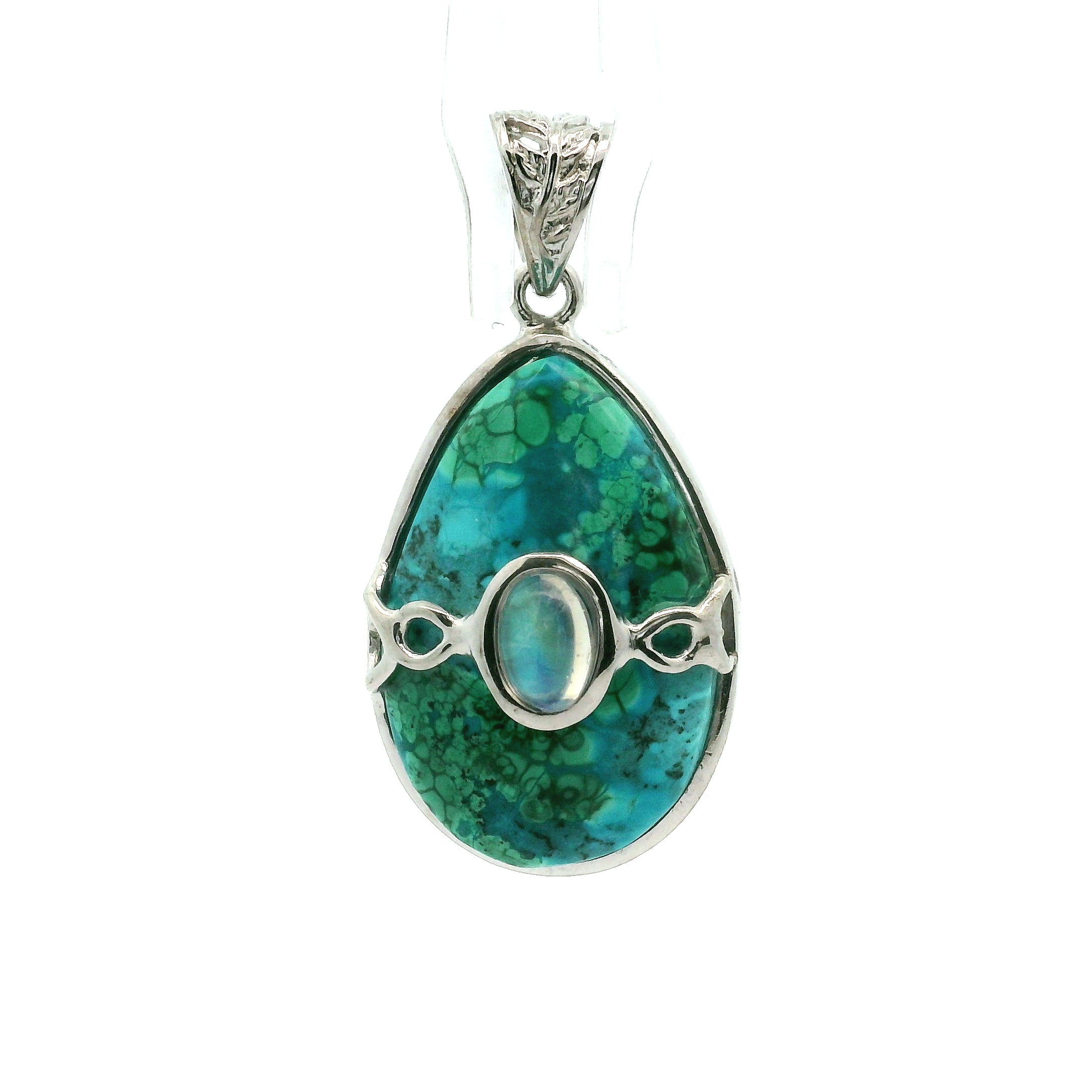 Malachola With Moonstone Pendant .925 Silver for Encouraging Surrender to the Divine Will