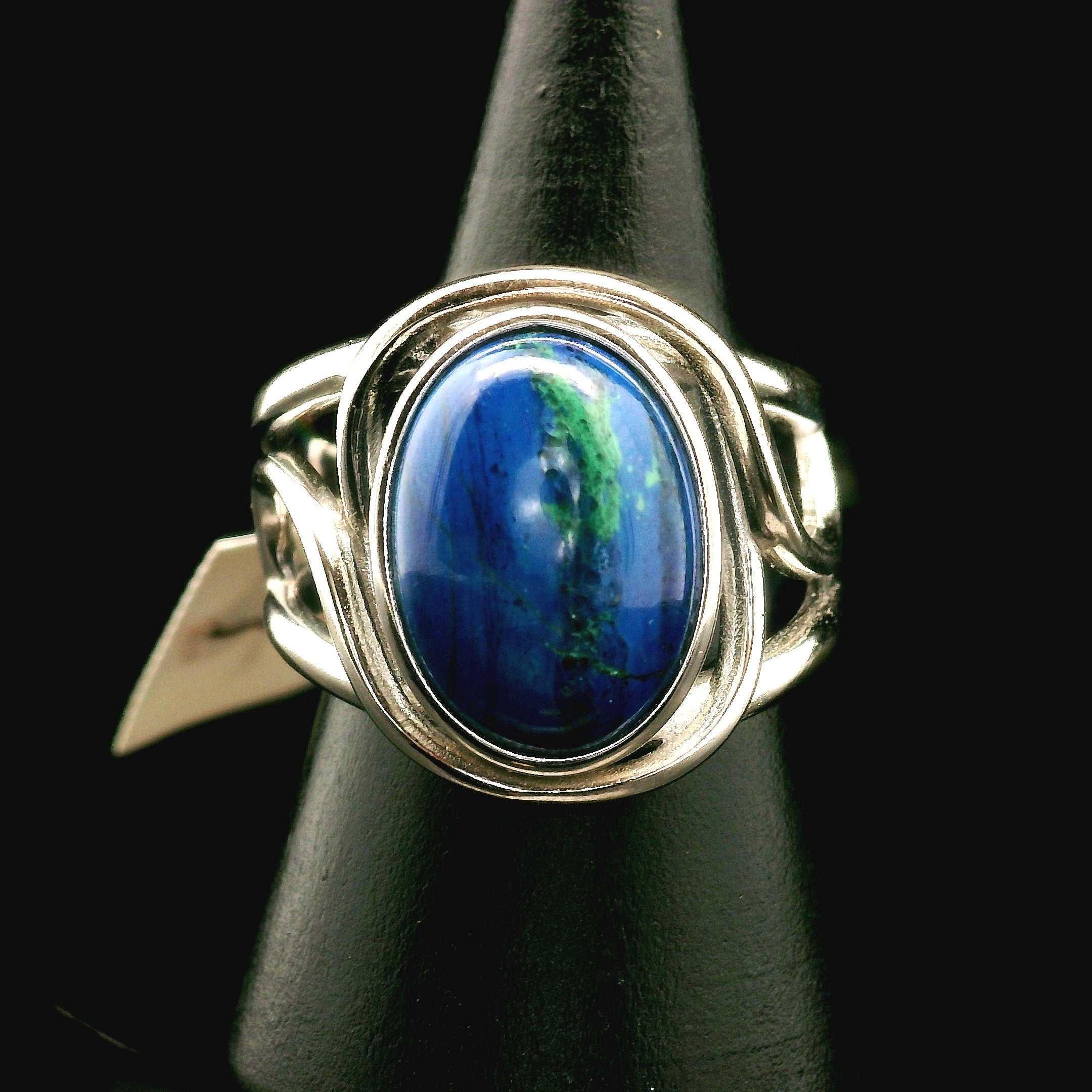 Azurite with Malachite Cuff Ring .925 Silver for Embracing Divine Feminine Power and Healing