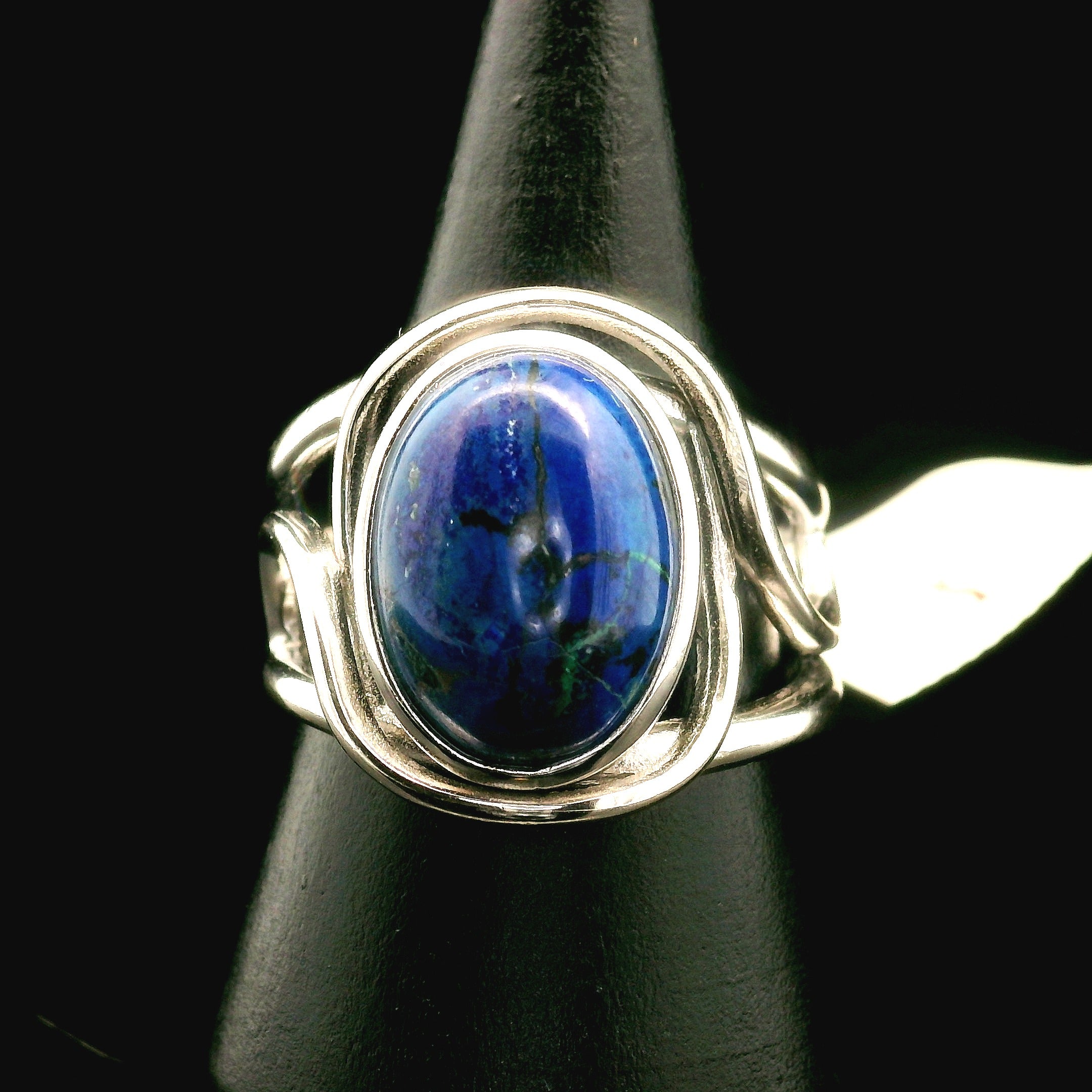 Azurite with Malachite Cuff Ring .925 Silver for Embracing Divine Feminine Power and Healing