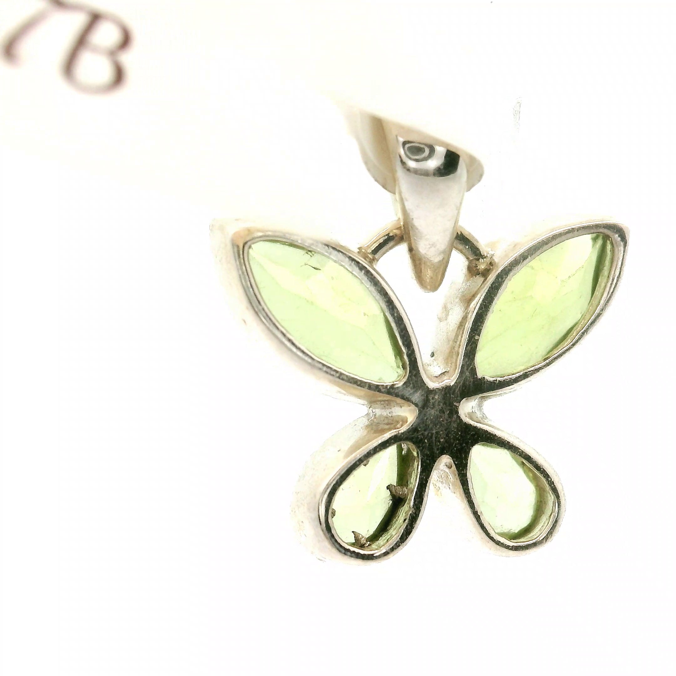 Peridot Butterfly Pendant .925 Silver for Good Luck and Prosperity