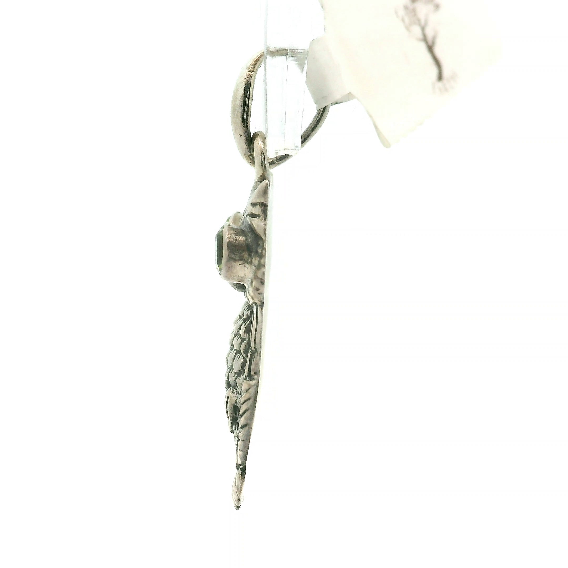 Peridot Owl Pendant .925 Silver for Good Luck and Prosperity