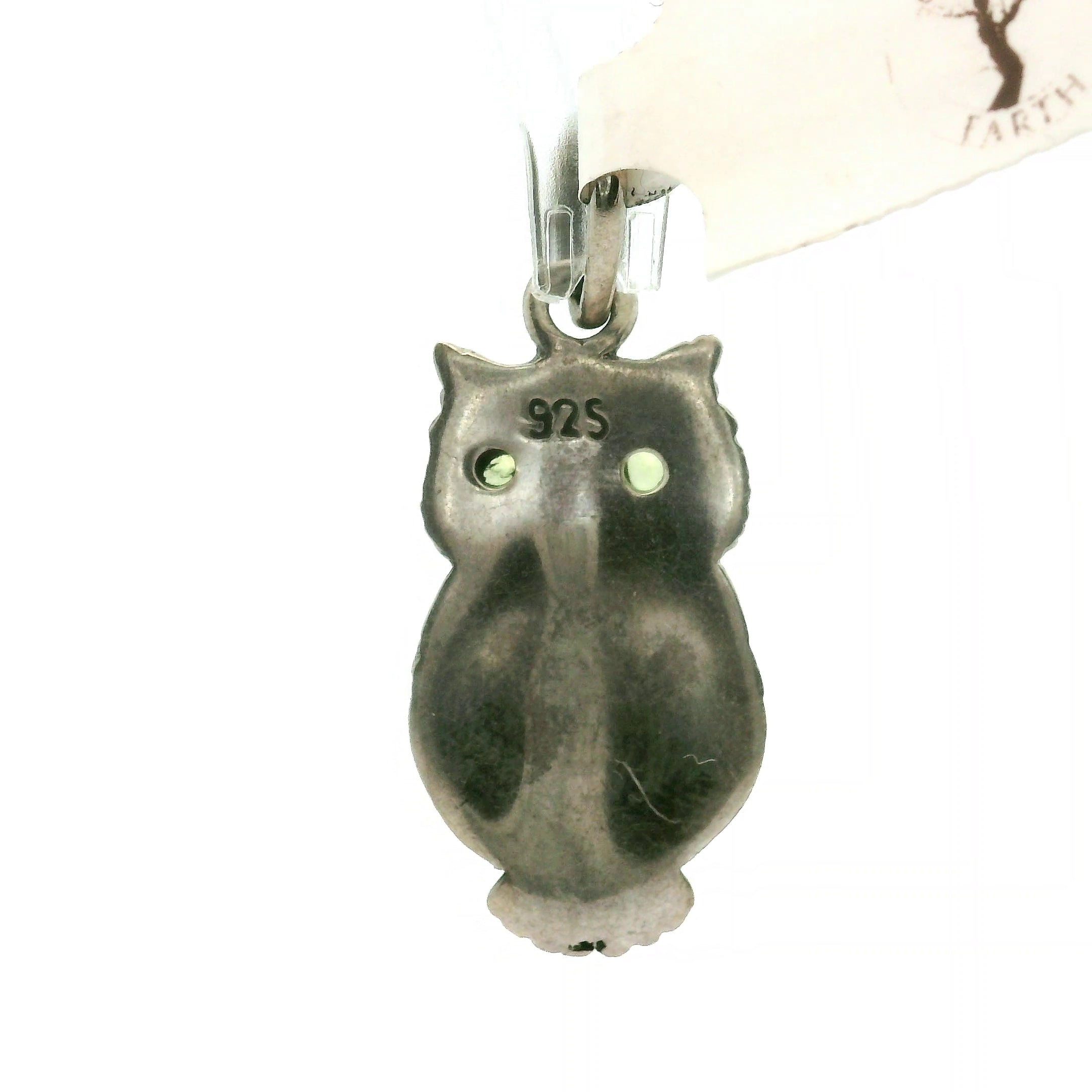 Peridot Owl Pendant .925 Silver for Good Luck and Prosperity