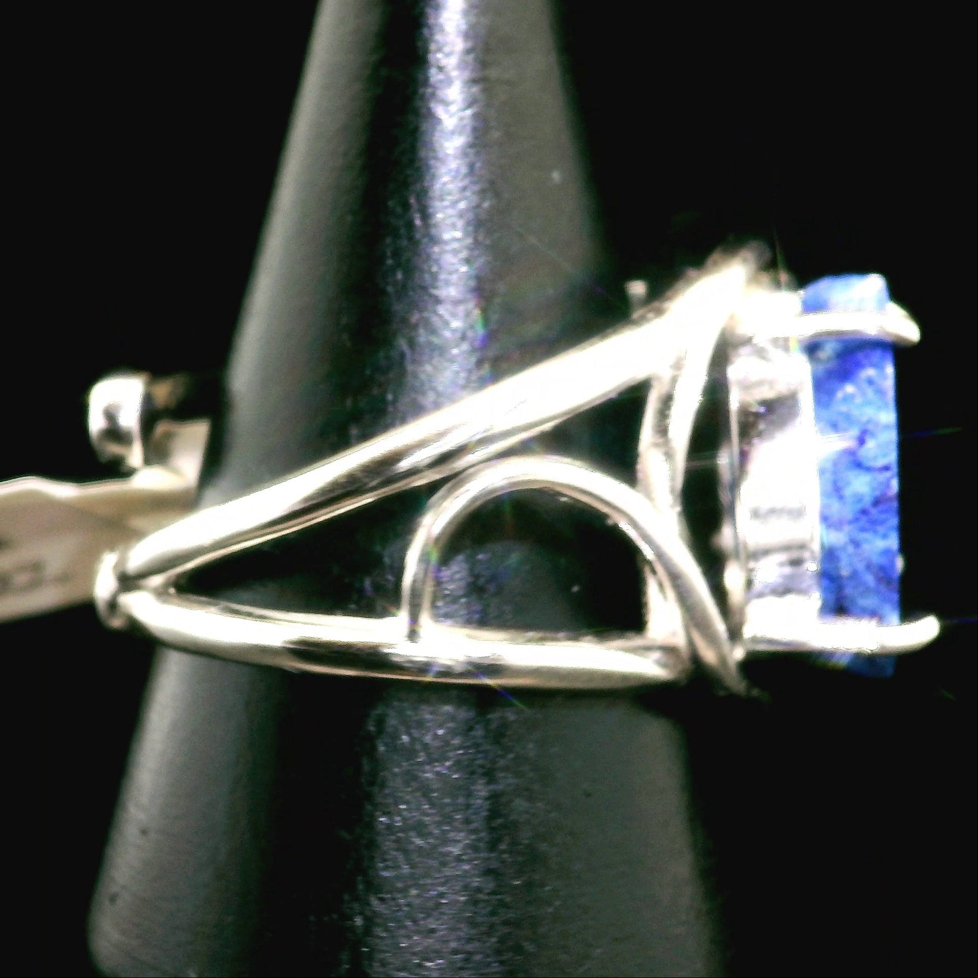 Azurite Geode Cuff Ring .925 Silver for Embracing Divine Feminine Power and Healing