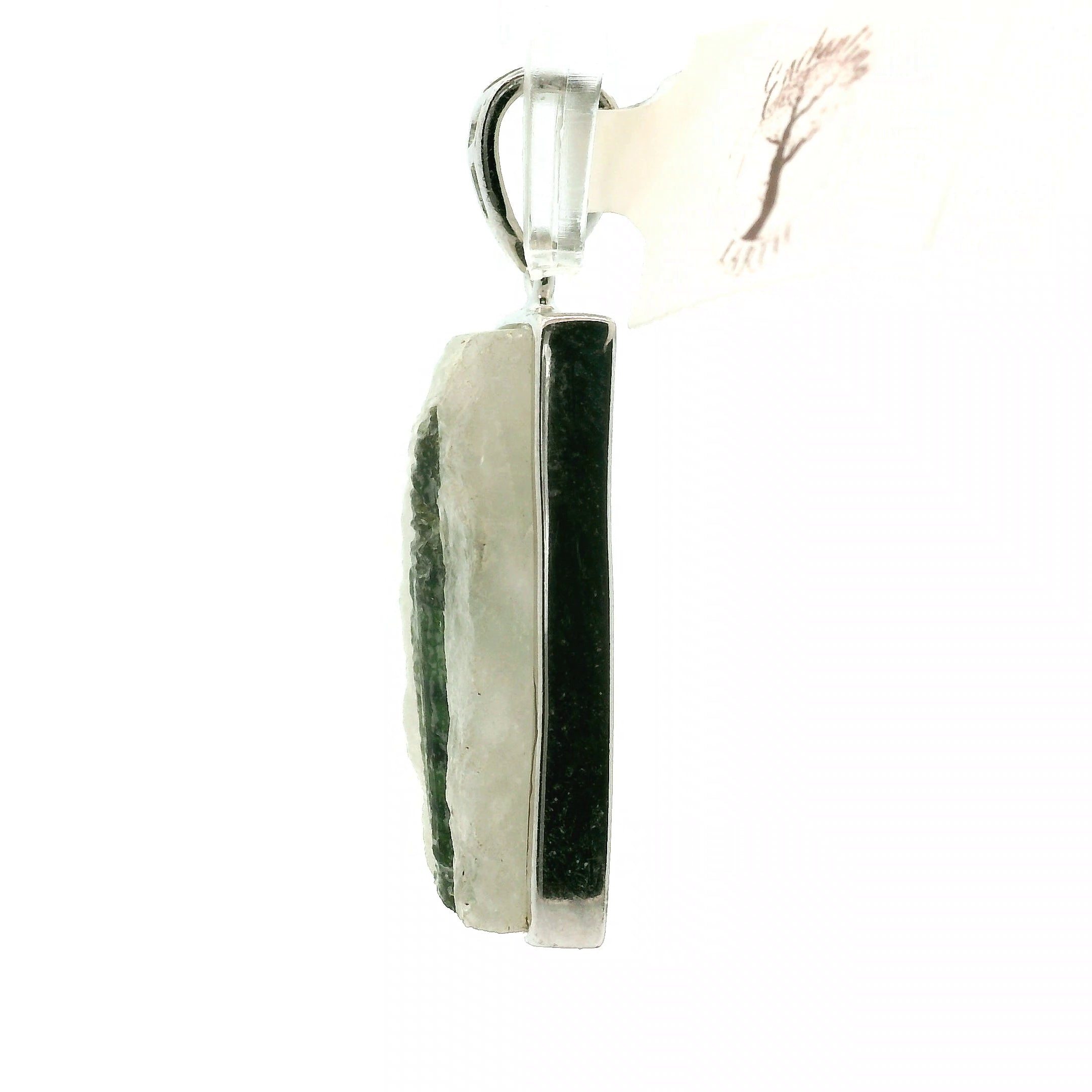 Green Tourmaline in Quartz Pendant .925 Sterling Silver for Emotional Healing, Kindness and Joy