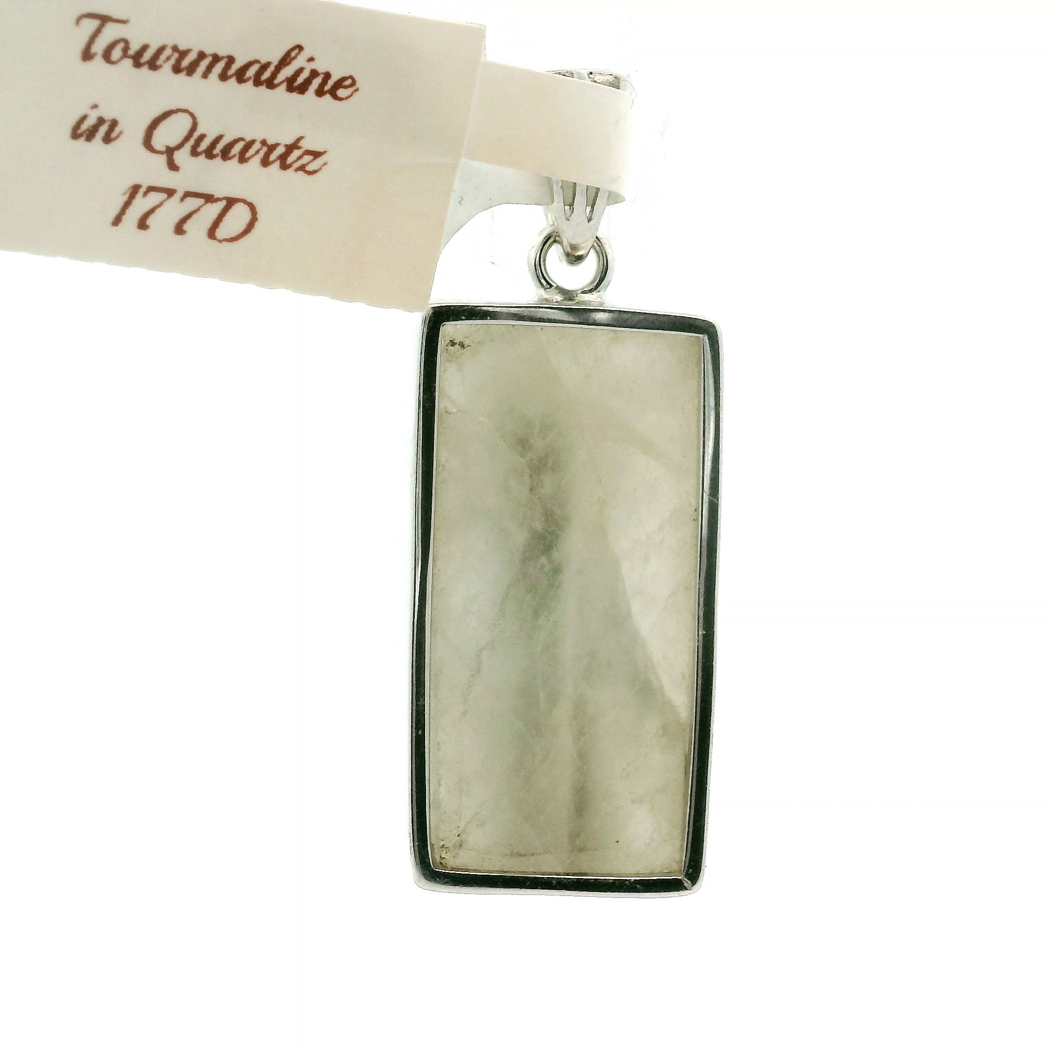 Green Tourmaline in Quartz Pendant .925 Sterling Silver for Emotional Healing, Kindness and Joy