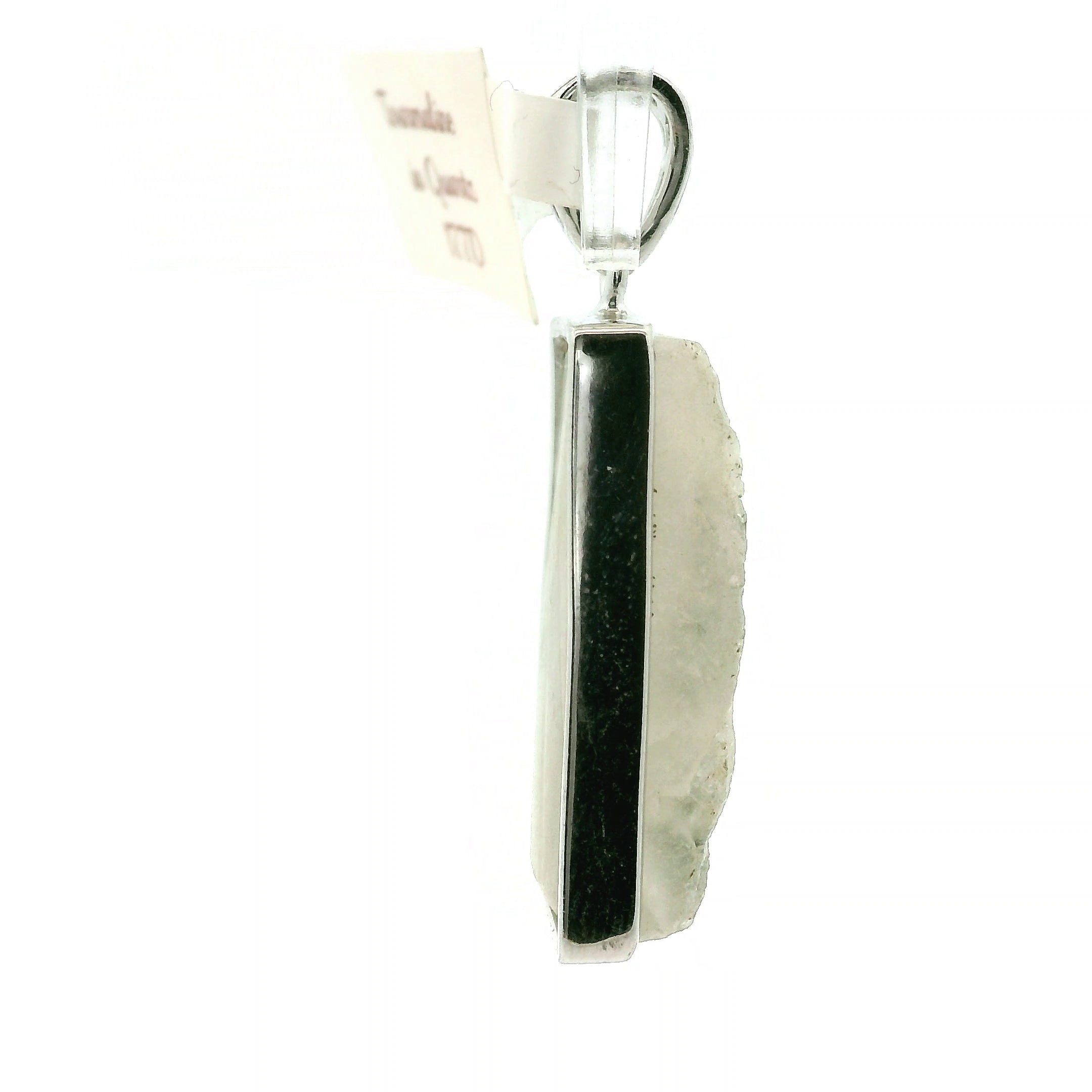 Green Tourmaline in Quartz Pendant .925 Sterling Silver for Emotional Healing, Kindness and Joy