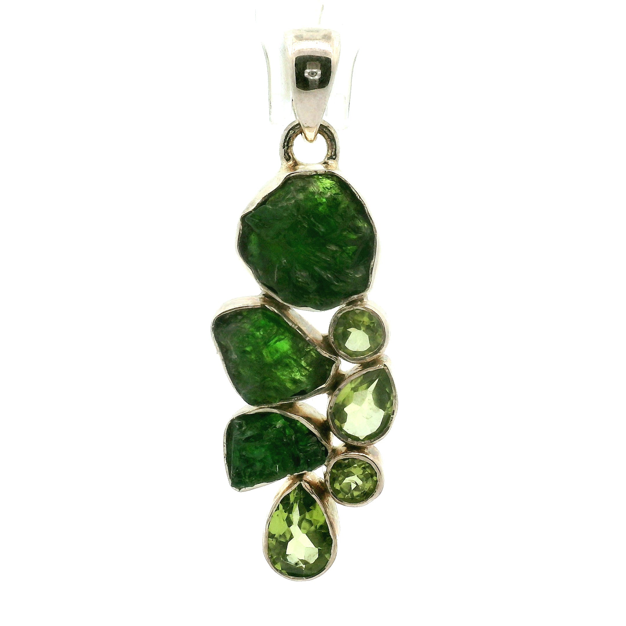 Chrome Diopside Multi-Stone Pendant .925 Silver for Embracing Love, Healing and Balance