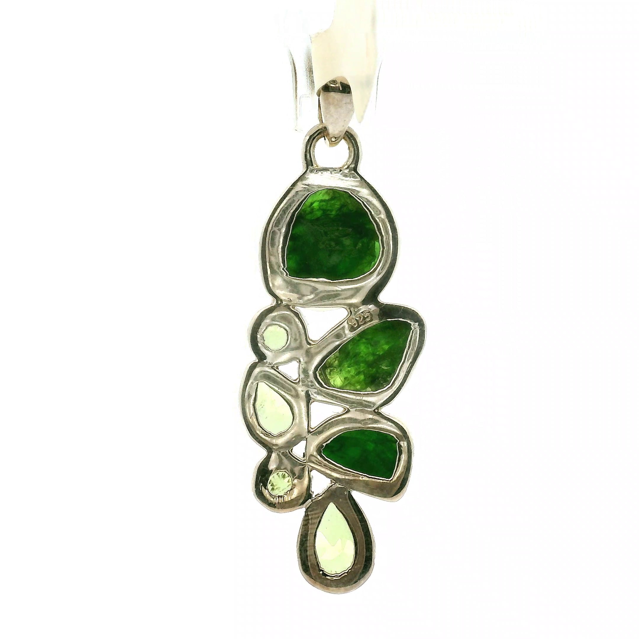 Chrome Diopside Multi-Stone Pendant .925 Silver for Embracing Love, Healing and Balance