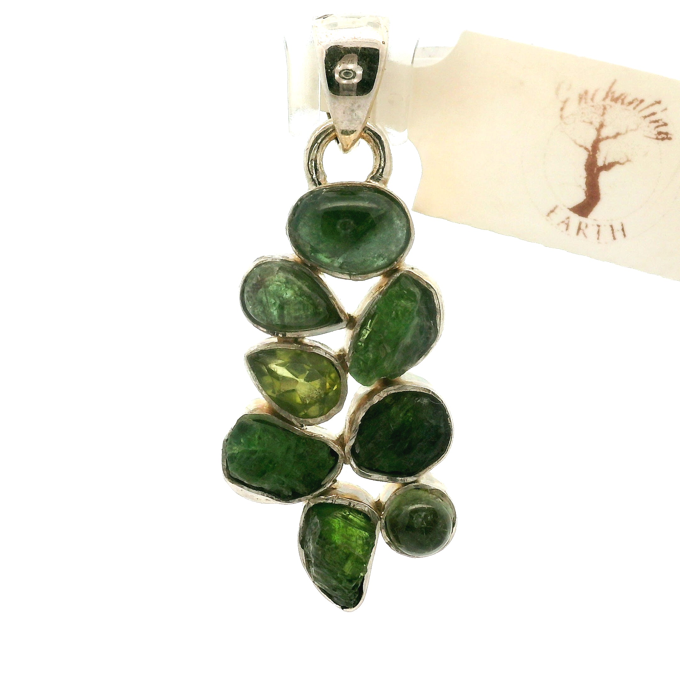 Chrome Diopside Multi-Stone Pendant .925 Silver for Embracing Love, Healing and Balance