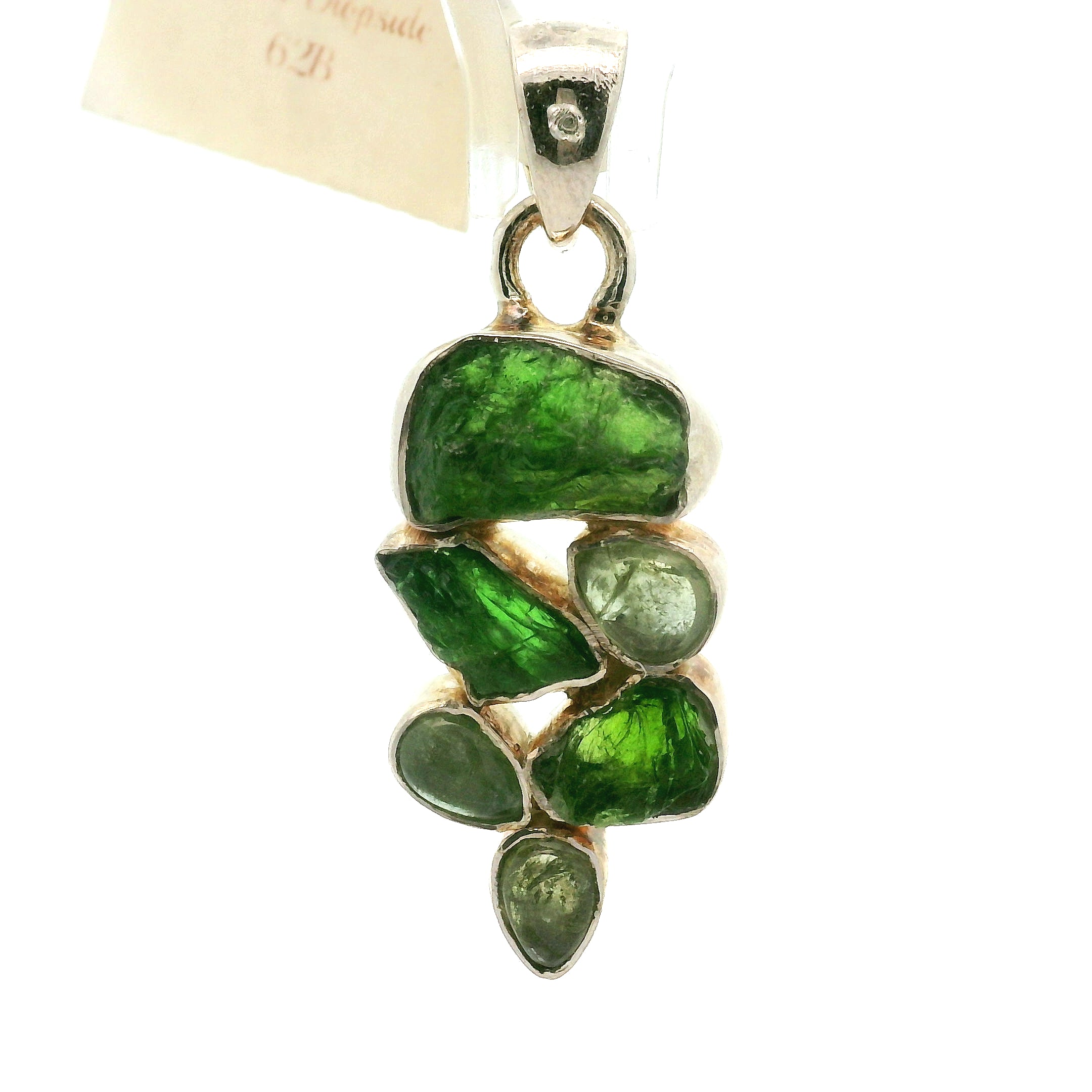 Chrome Diopside Multi-Stone Pendant .925 Silver for Embracing Love, Healing and Balance