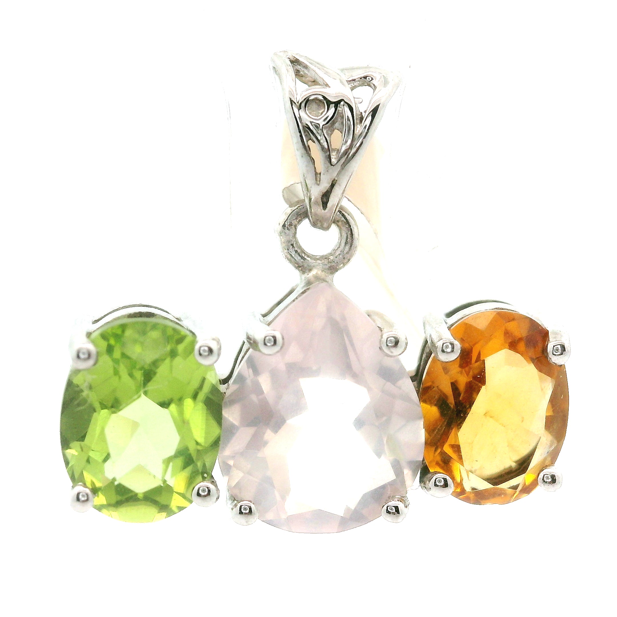 Triple Stone Enchanting Crown Pendant .925 Silver for Embracing your Power