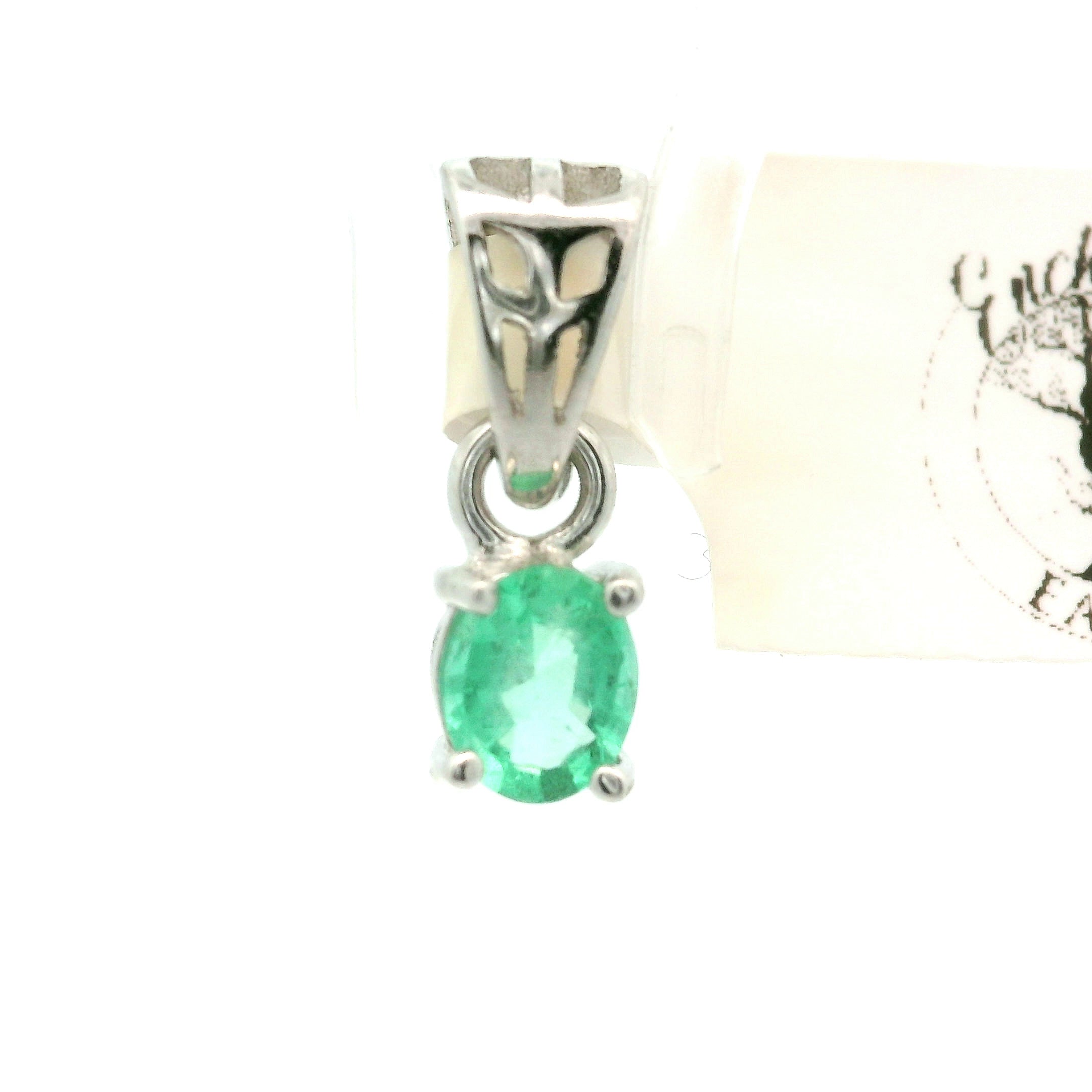 Emerald Mini Pendant .925 Sterling Silver for Abundance, Love and Wealth