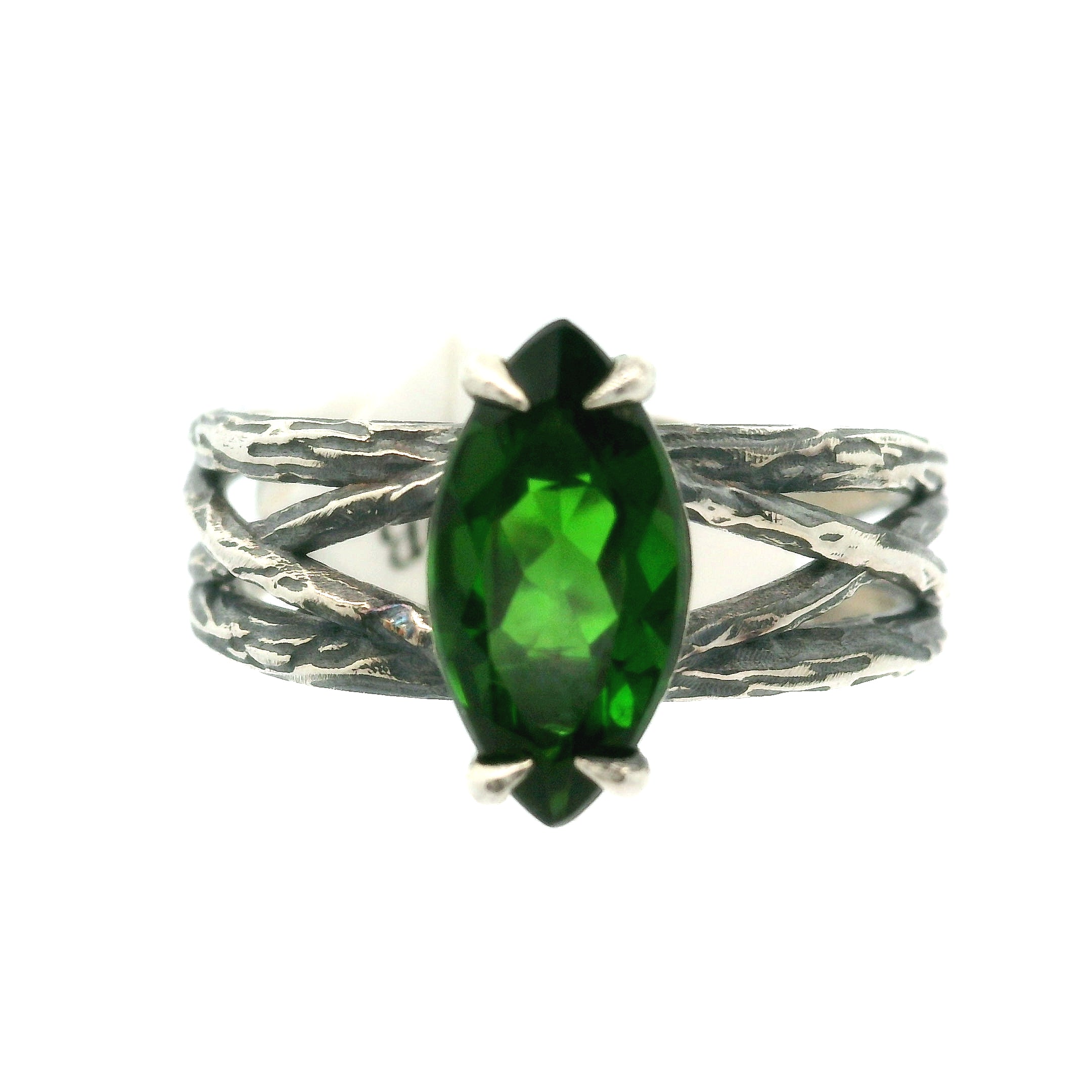 Chrome Diopside Bad Witch Cuff Ring .925 Silver for Embracing Love, Healing and Balance