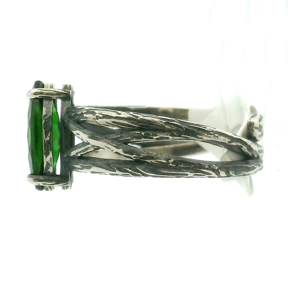 Chrome Diopside Bad Witch Cuff Ring .925 Silver for Embracing Love, Healing and Balance