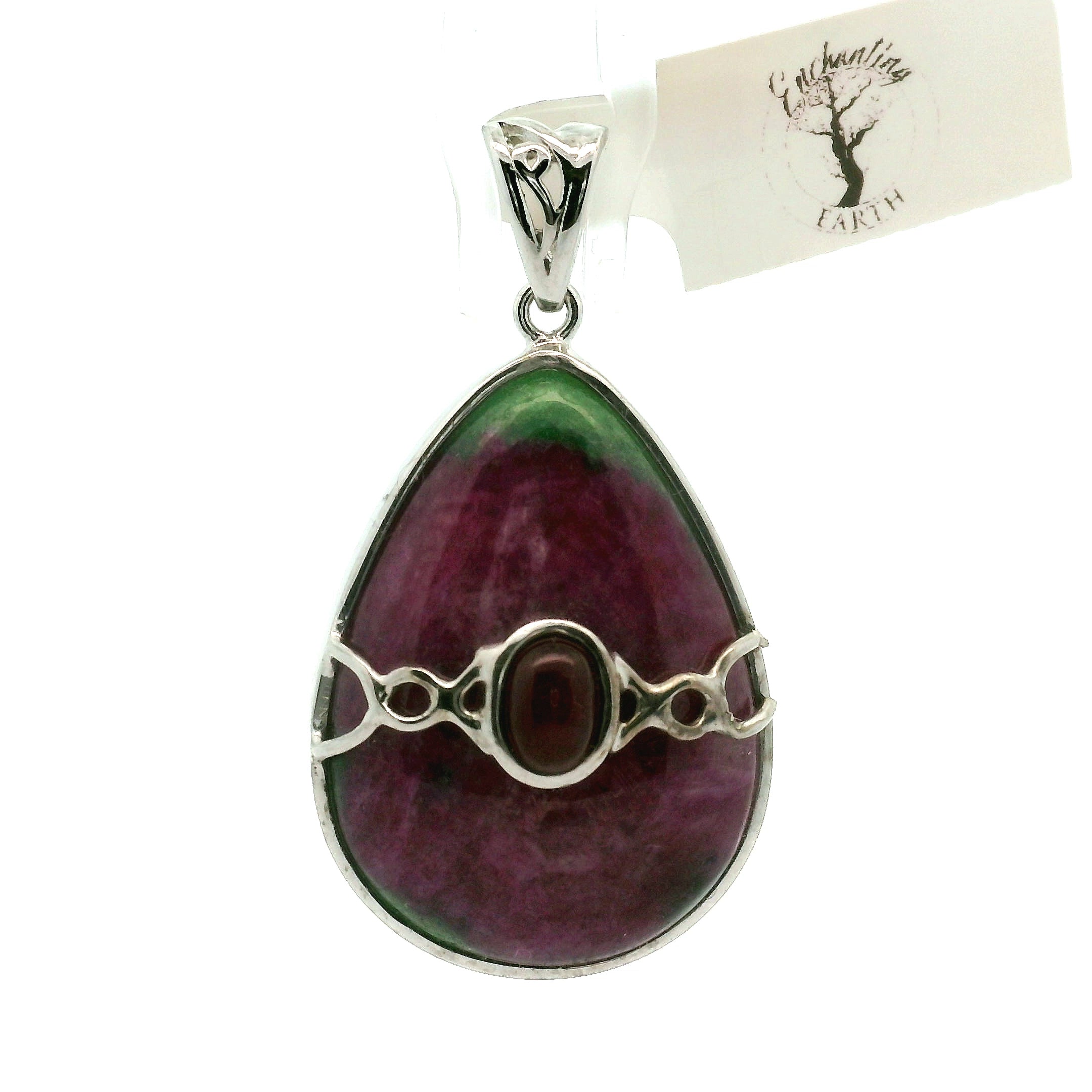 Ruby Zoisite with Ruby Pendant .925 Silver for Courage and Passion