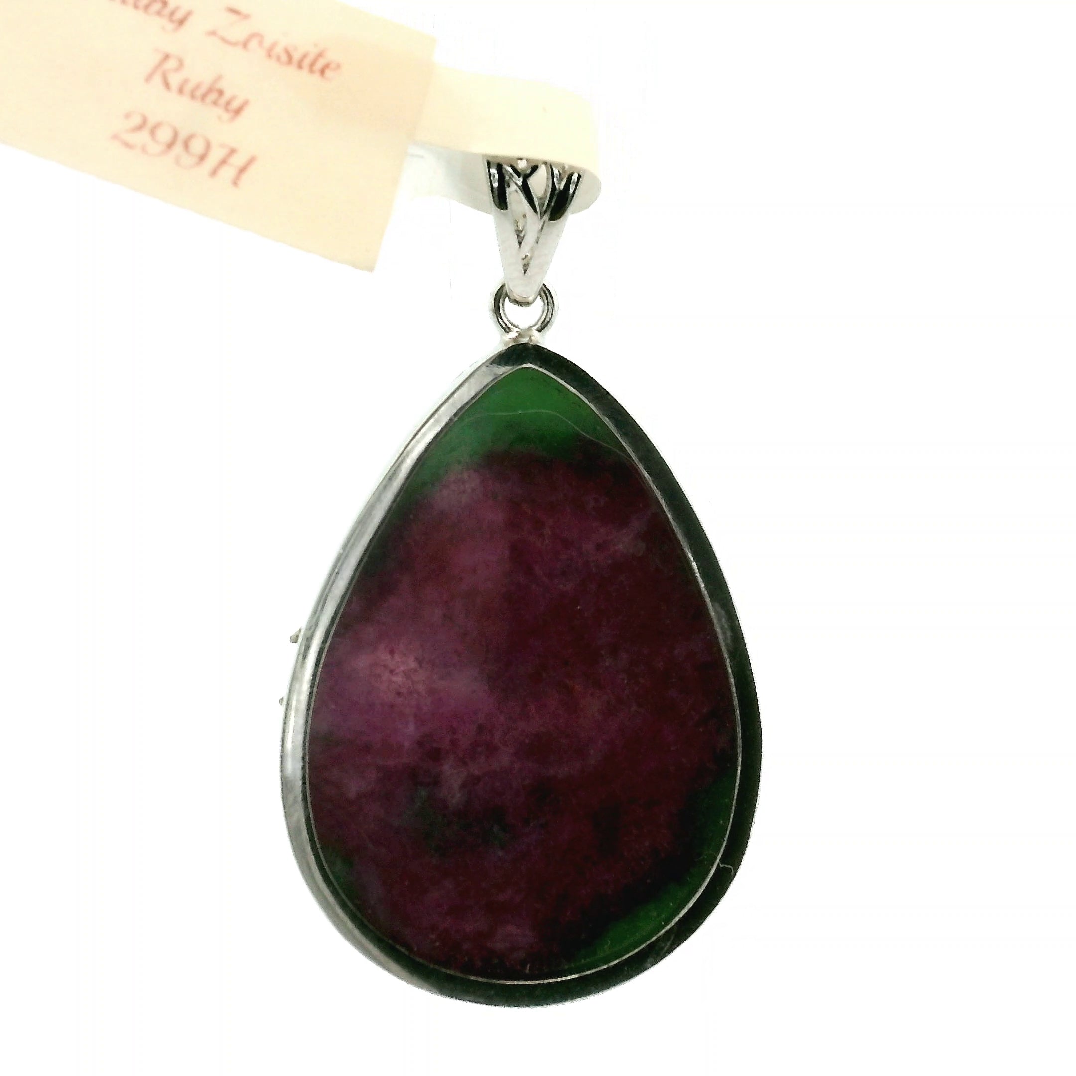 Ruby Zoisite with Ruby Pendant .925 Silver for Courage and Passion