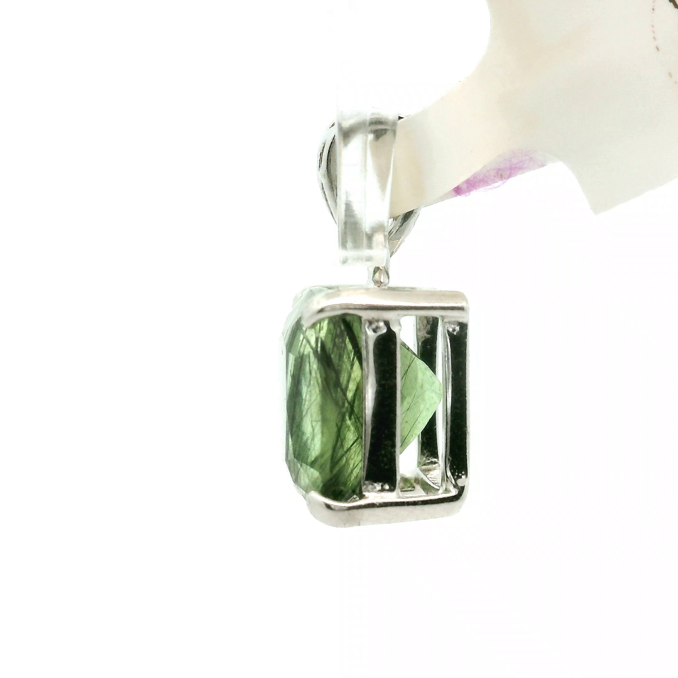 Peridot Ludwigite Pendant .925 Silver for Health and Strength
