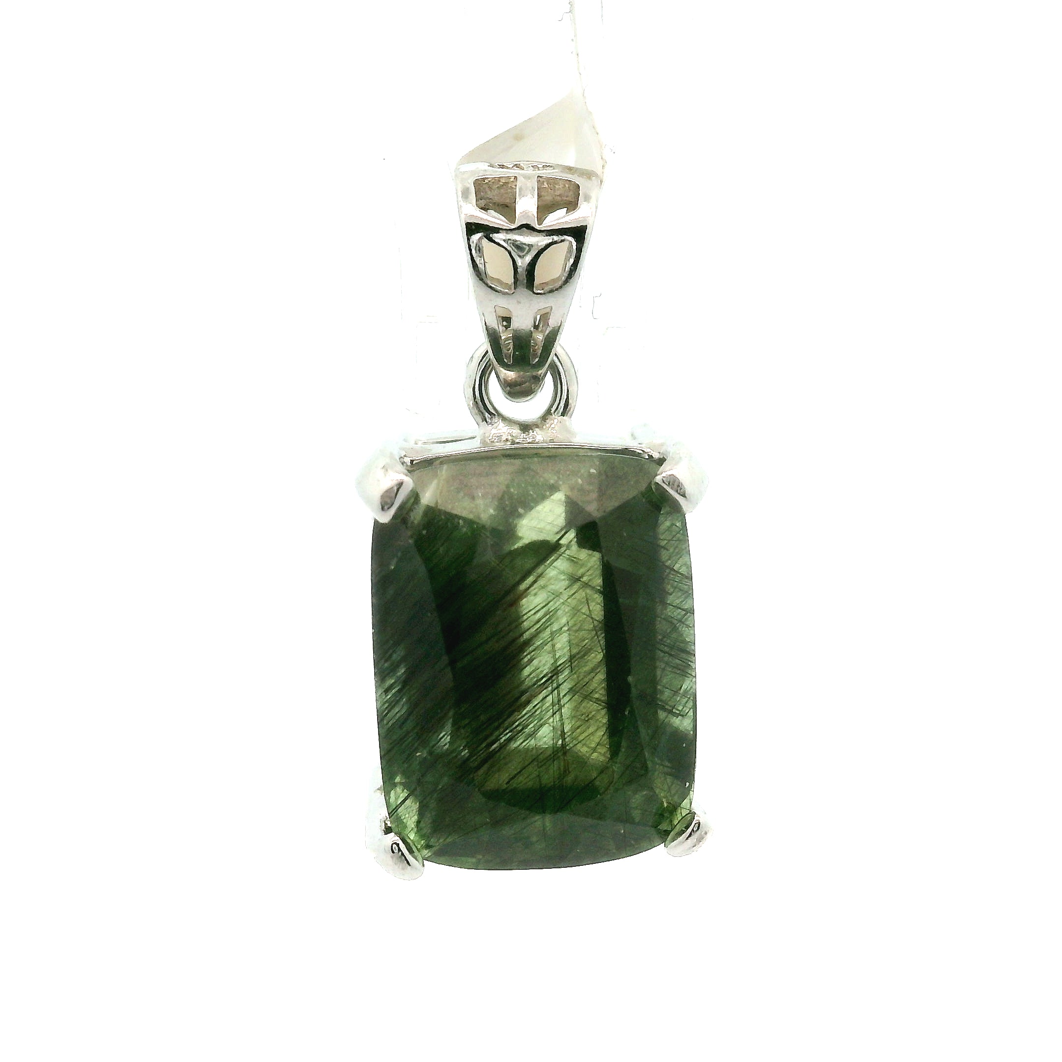 Peridot Ludwigite Pendant .925 Silver for Health and Strength