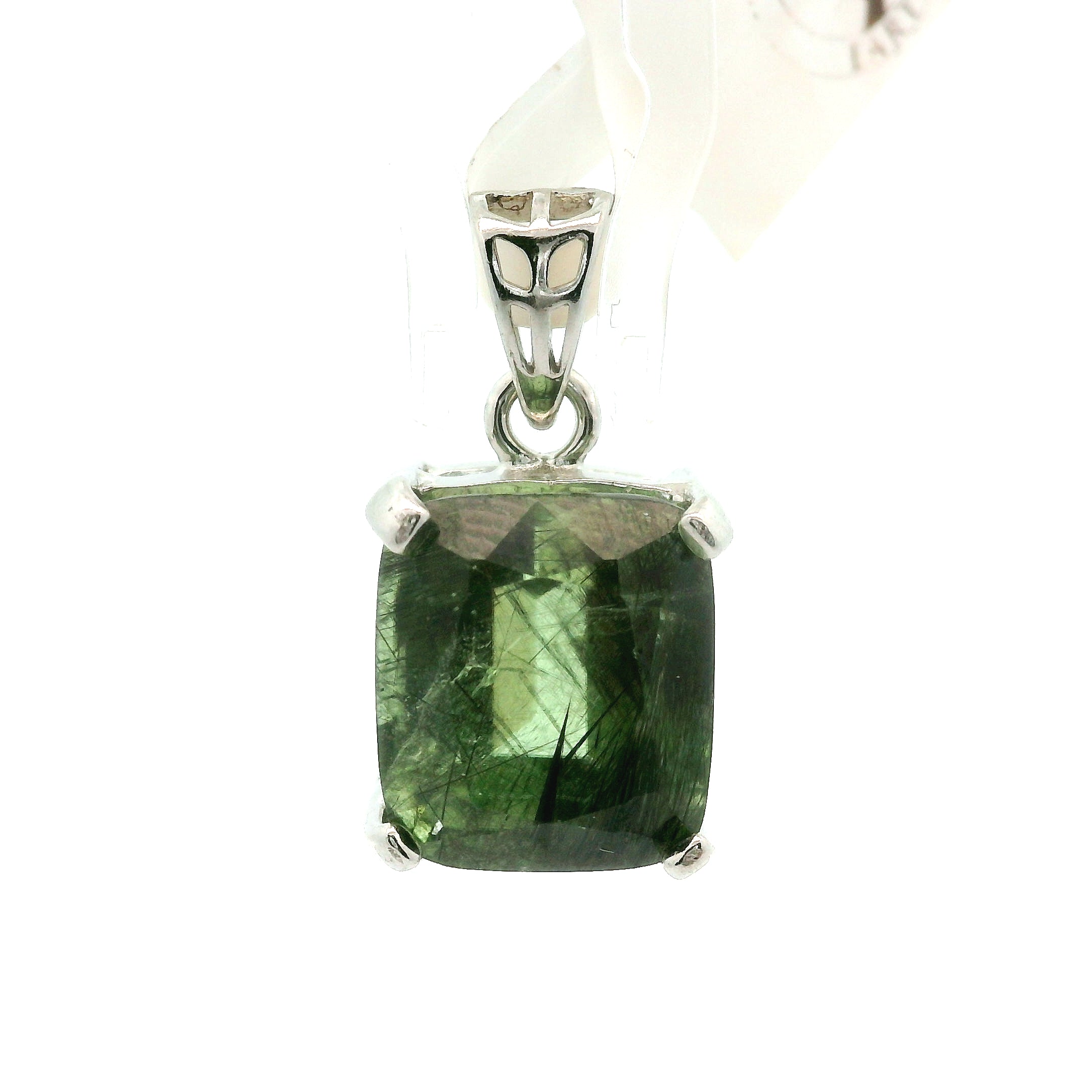 Peridot Ludwigite Pendant .925 Silver for Health and Strength