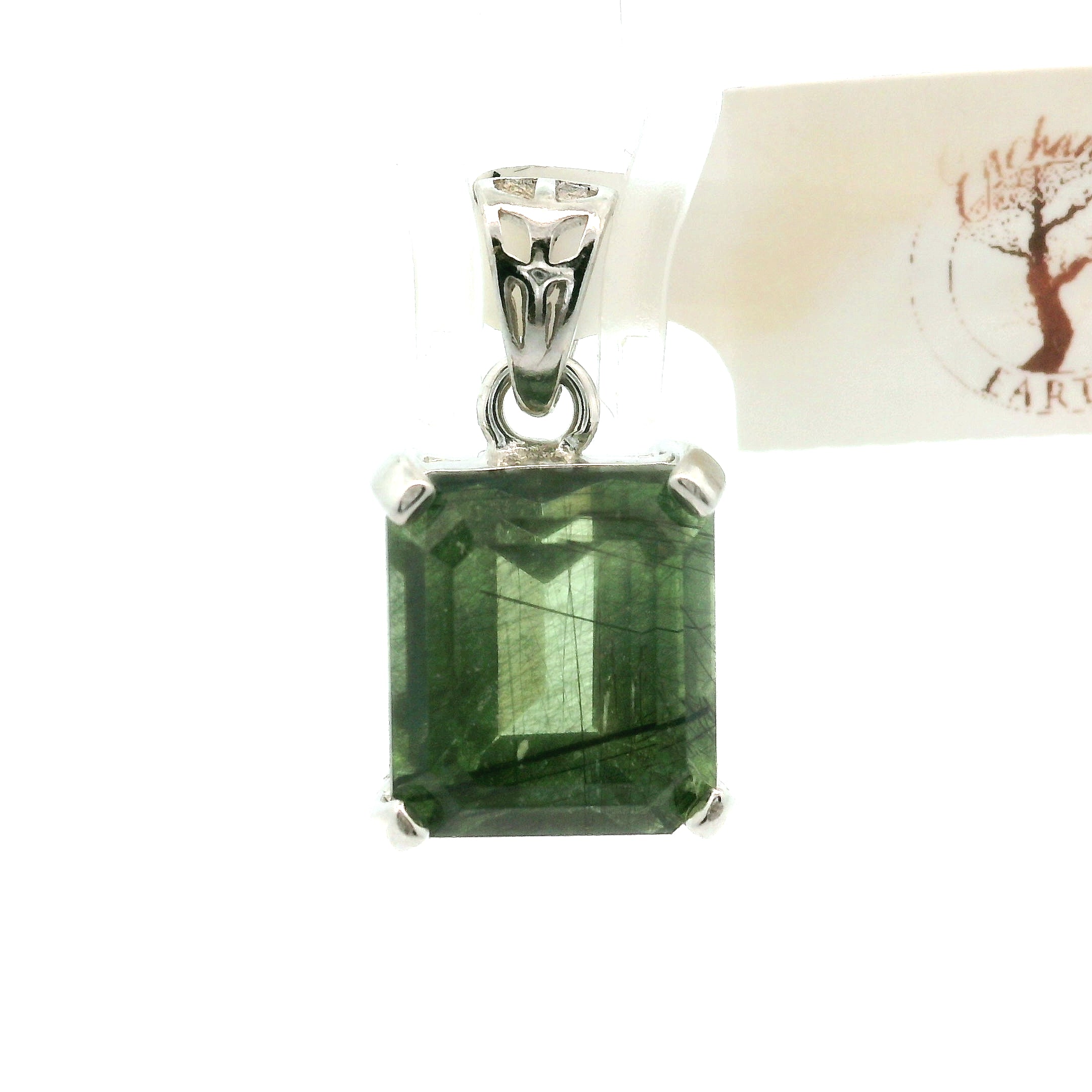 Peridot Ludwigite Pendant .925 Silver for Health and Strength