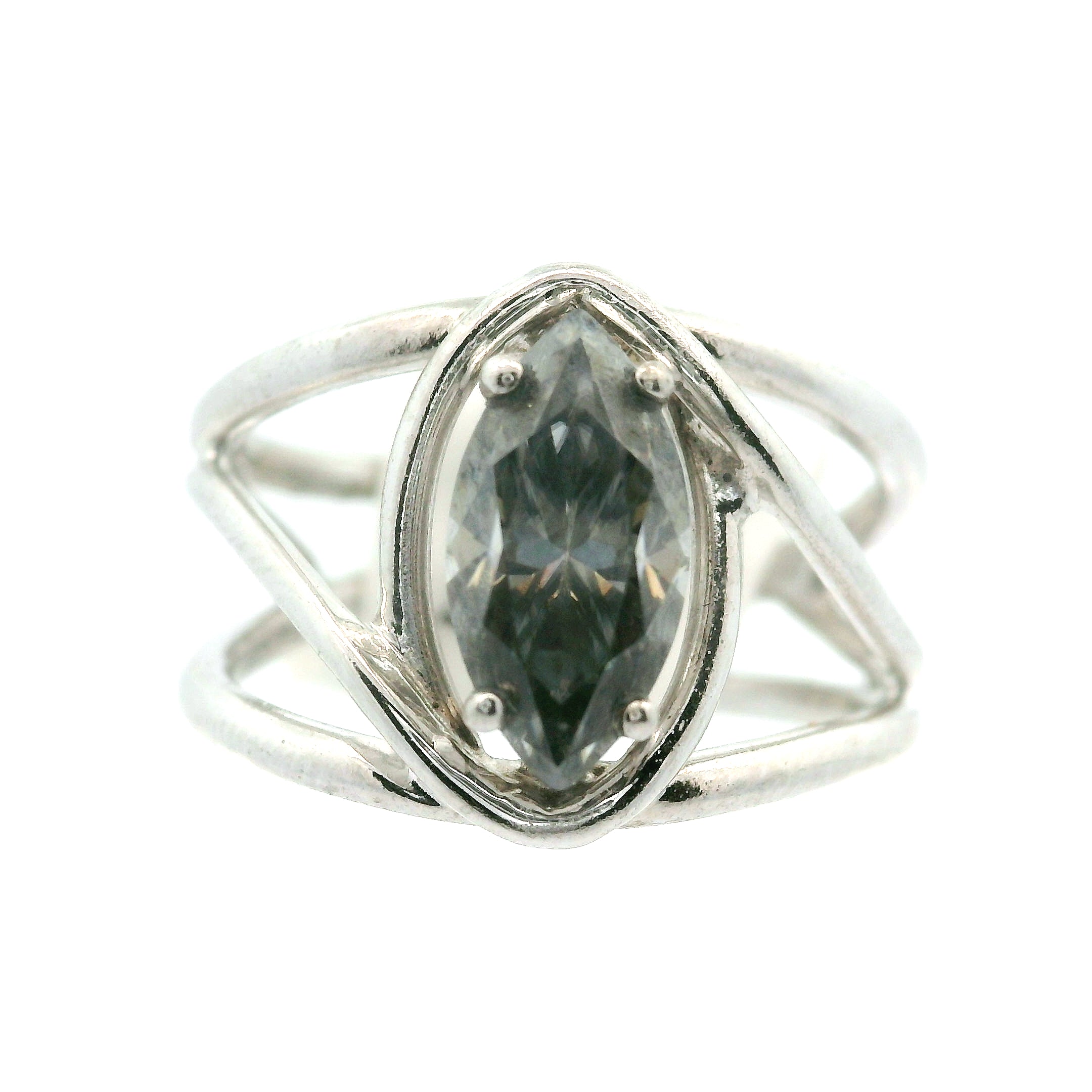Smokey Moissanite Adjustable Midi Cuff Ring .925 Silver for Enlightenment, Inner Peace & Spiritual Transformation