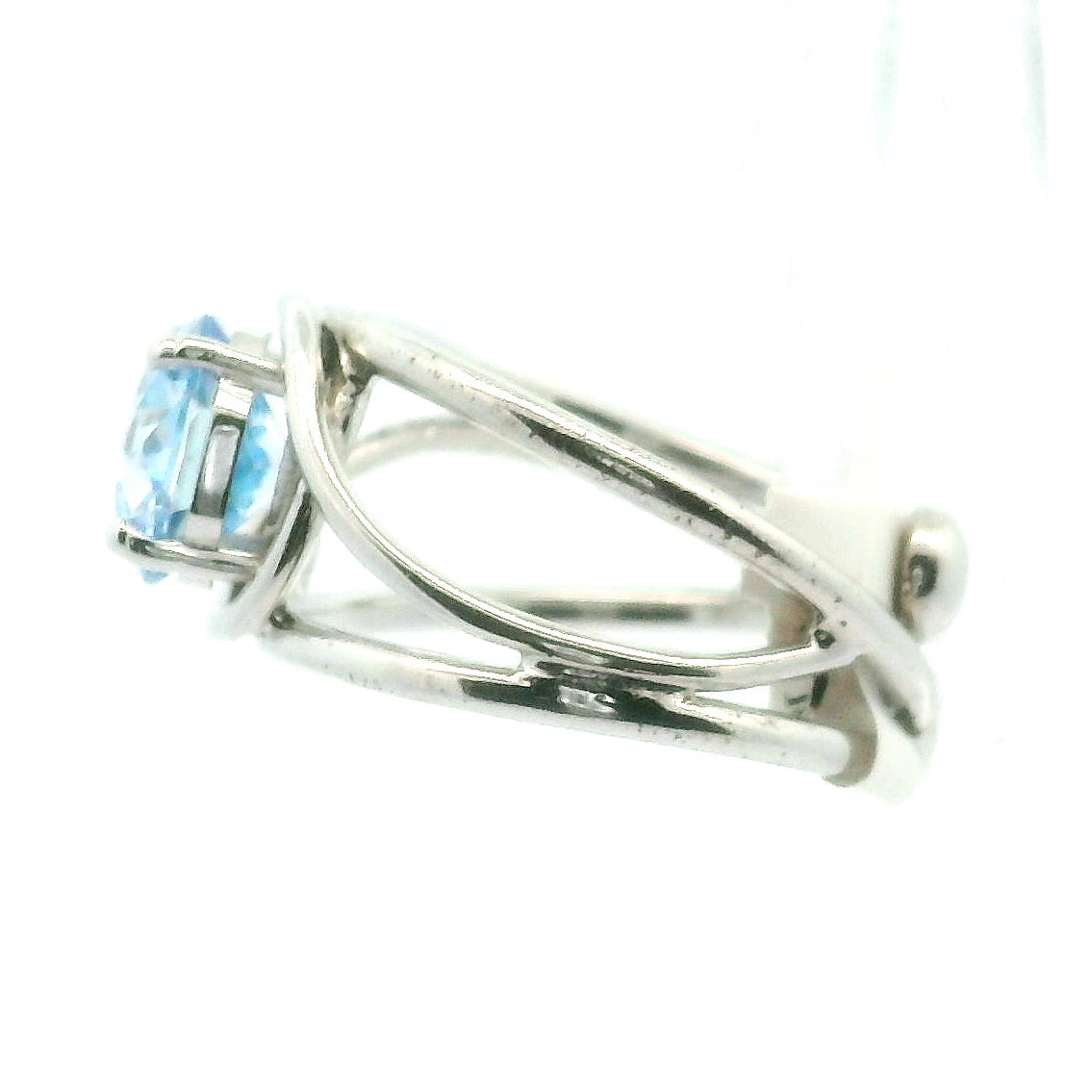 Blue Moissanite Radiant Cut Cuff Ring .925 Sterling Silver for Enlightenment, Inner Peace and Spiritual Transformation