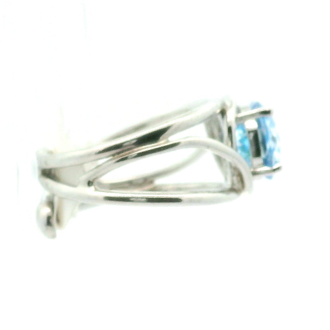 Blue Moissanite Radiant Cut Cuff Ring .925 Sterling Silver for Enlightenment, Inner Peace and Spiritual Transformation