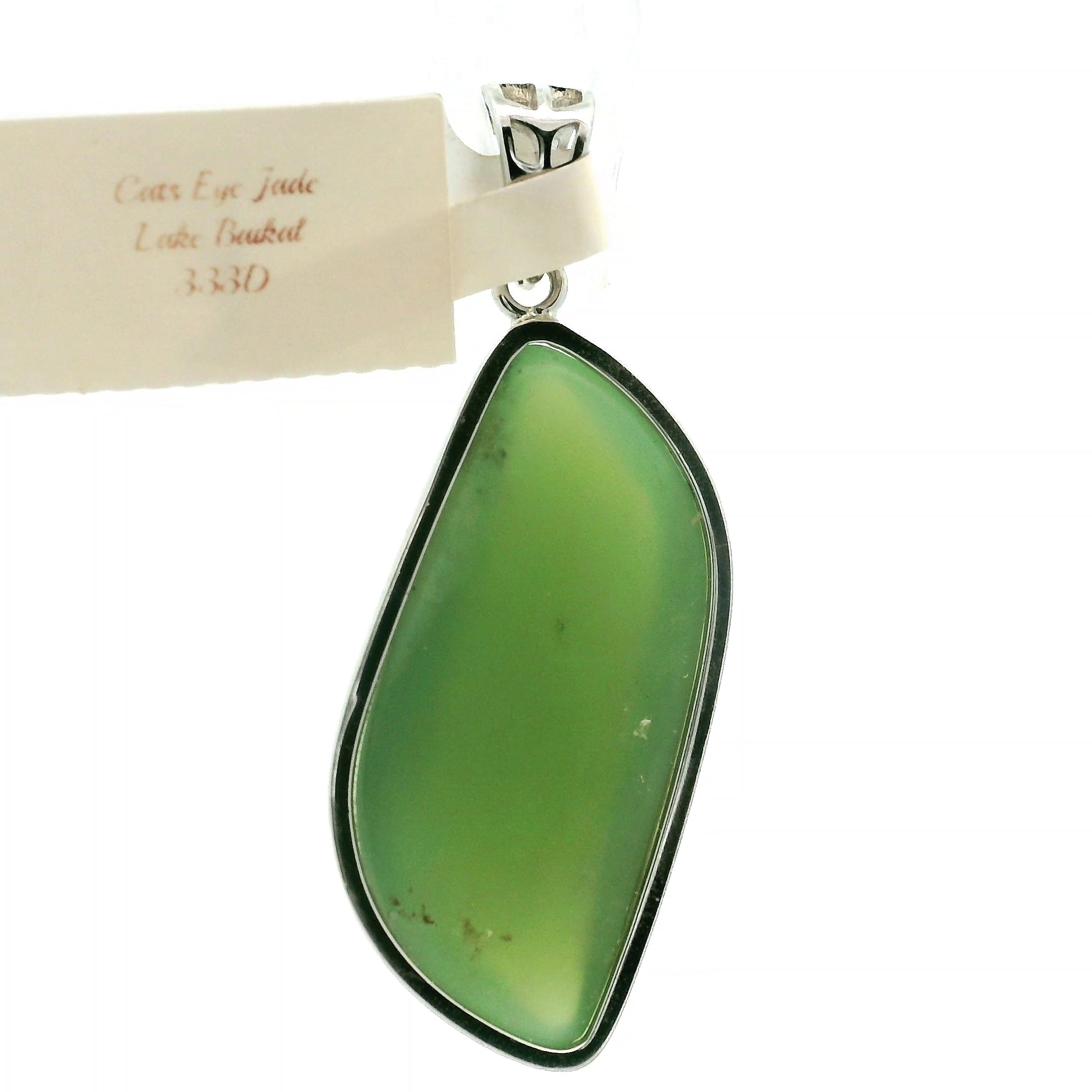 Cat's Eye Jade Pendant .925 Silver for Abundance, Joy and Protection