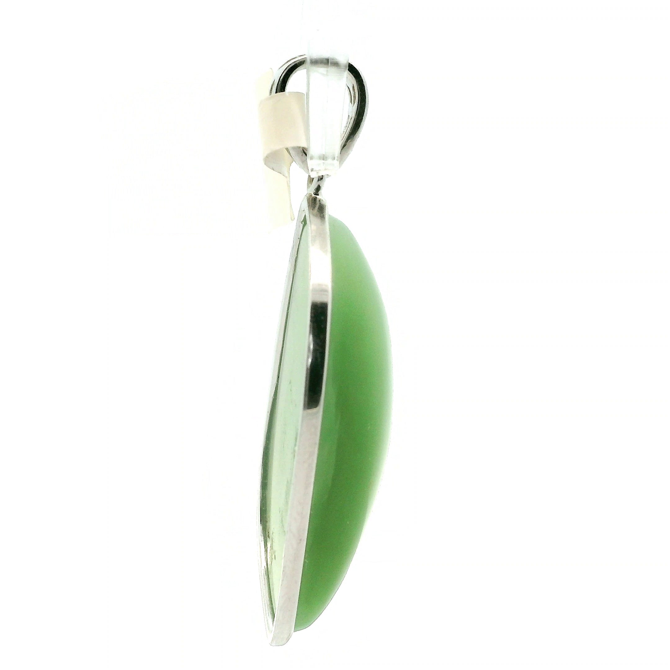 Cat's Eye Jade Pendant .925 Silver for Abundance, Joy and Protection