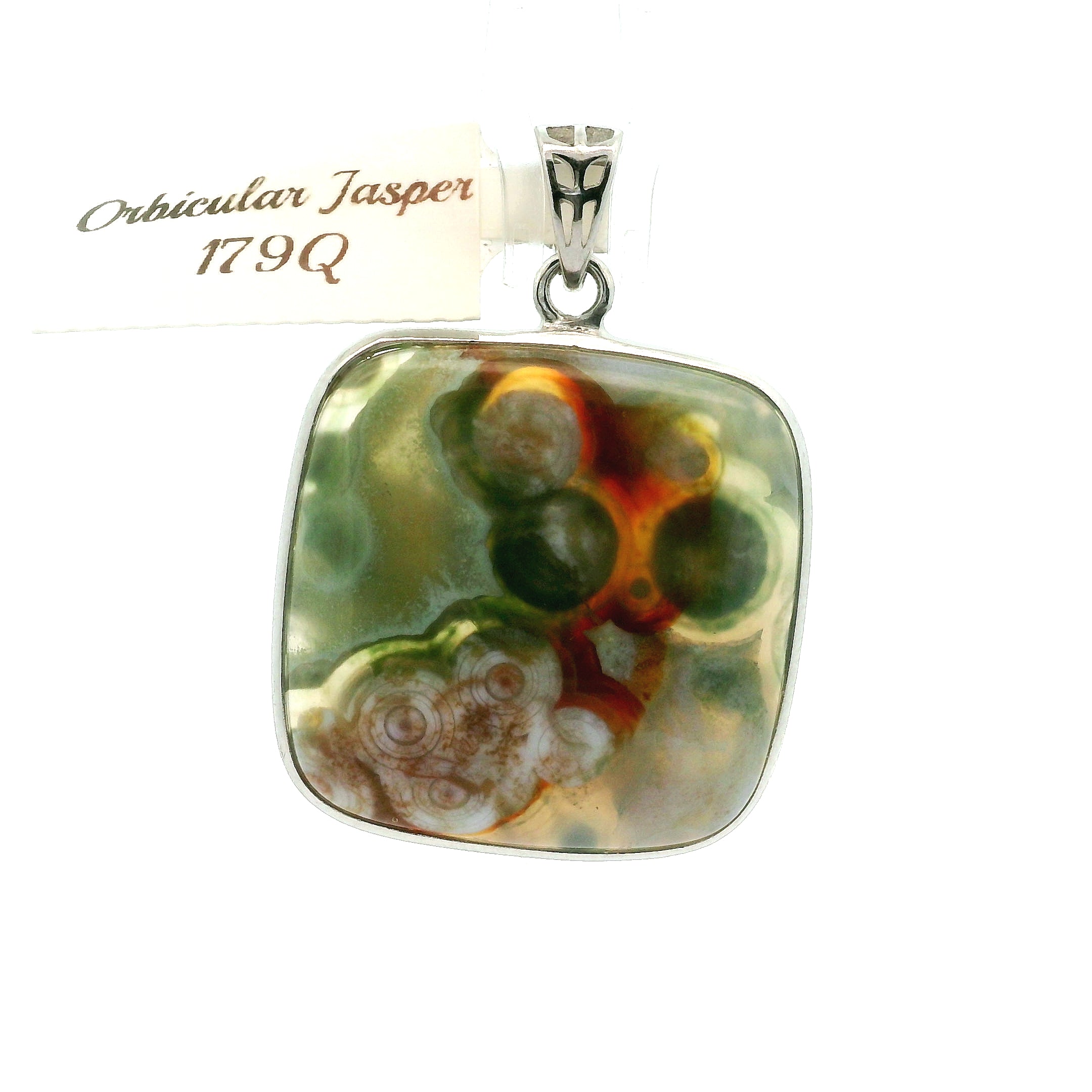 Orbicular Jasper Pendant .925 Silver for Joy and Peace