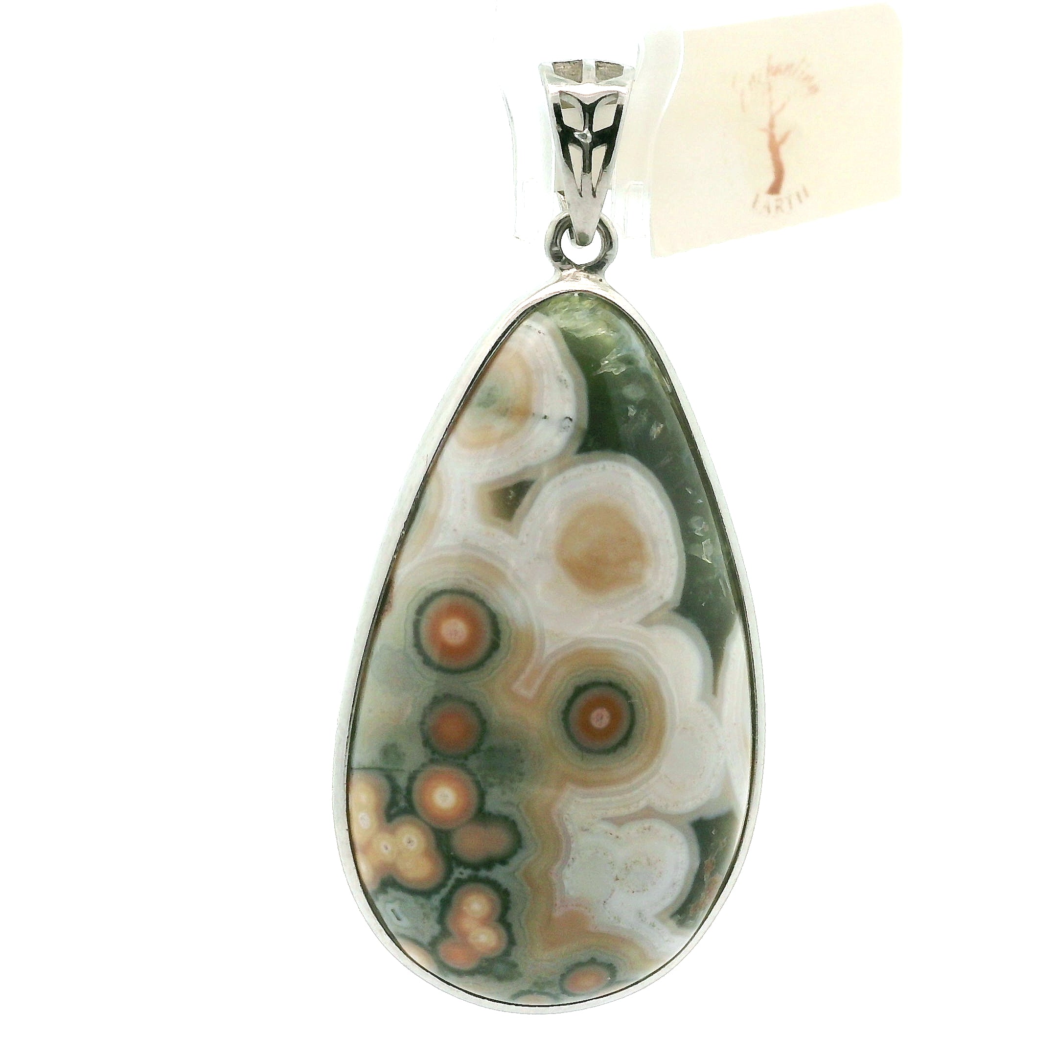 Orbicular Jasper Pendant .925 Silver for Joy and Peace