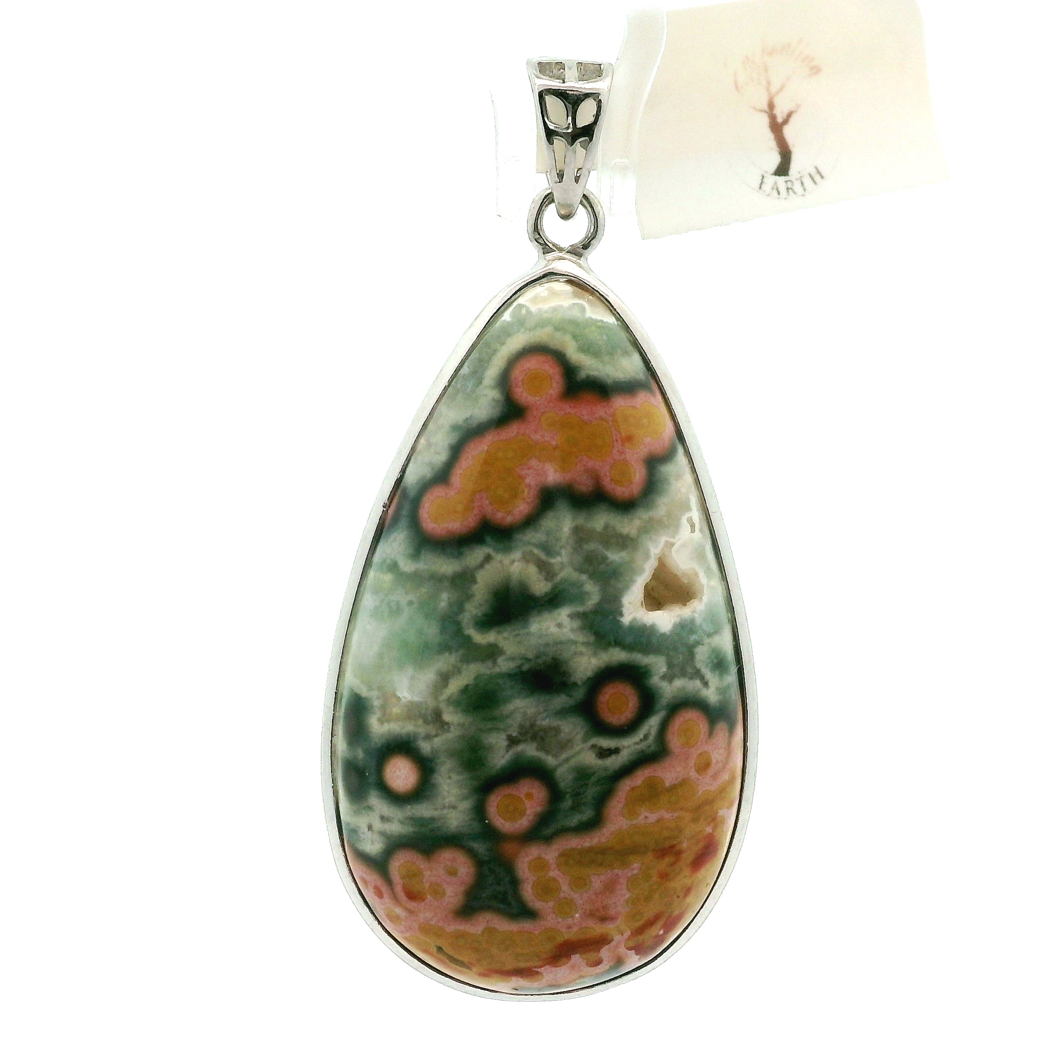 Orbicular Jasper Pendant .925 Silver for Joy and Peace