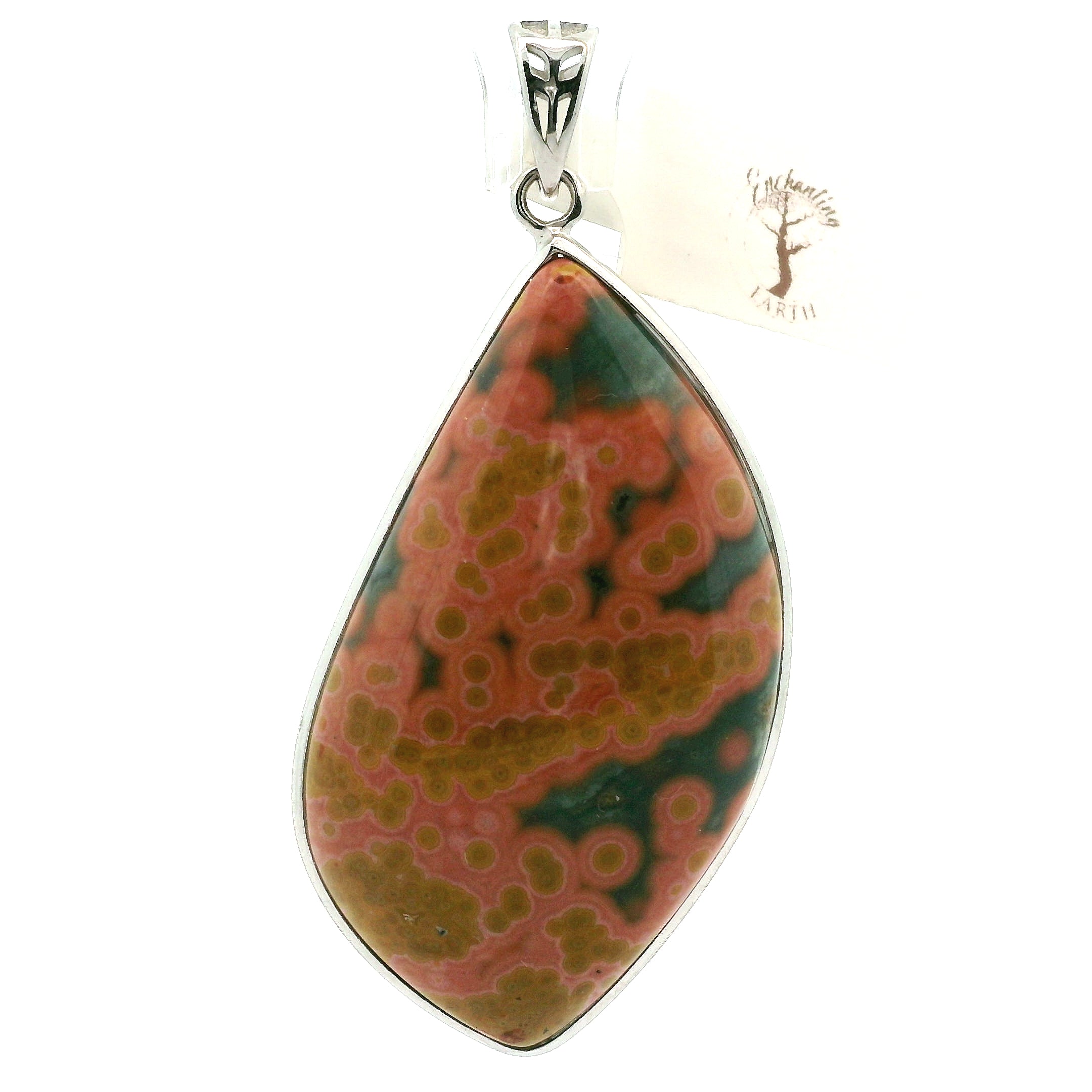 Orbicular Jasper Pendant .925 Silver for Joy and Peace