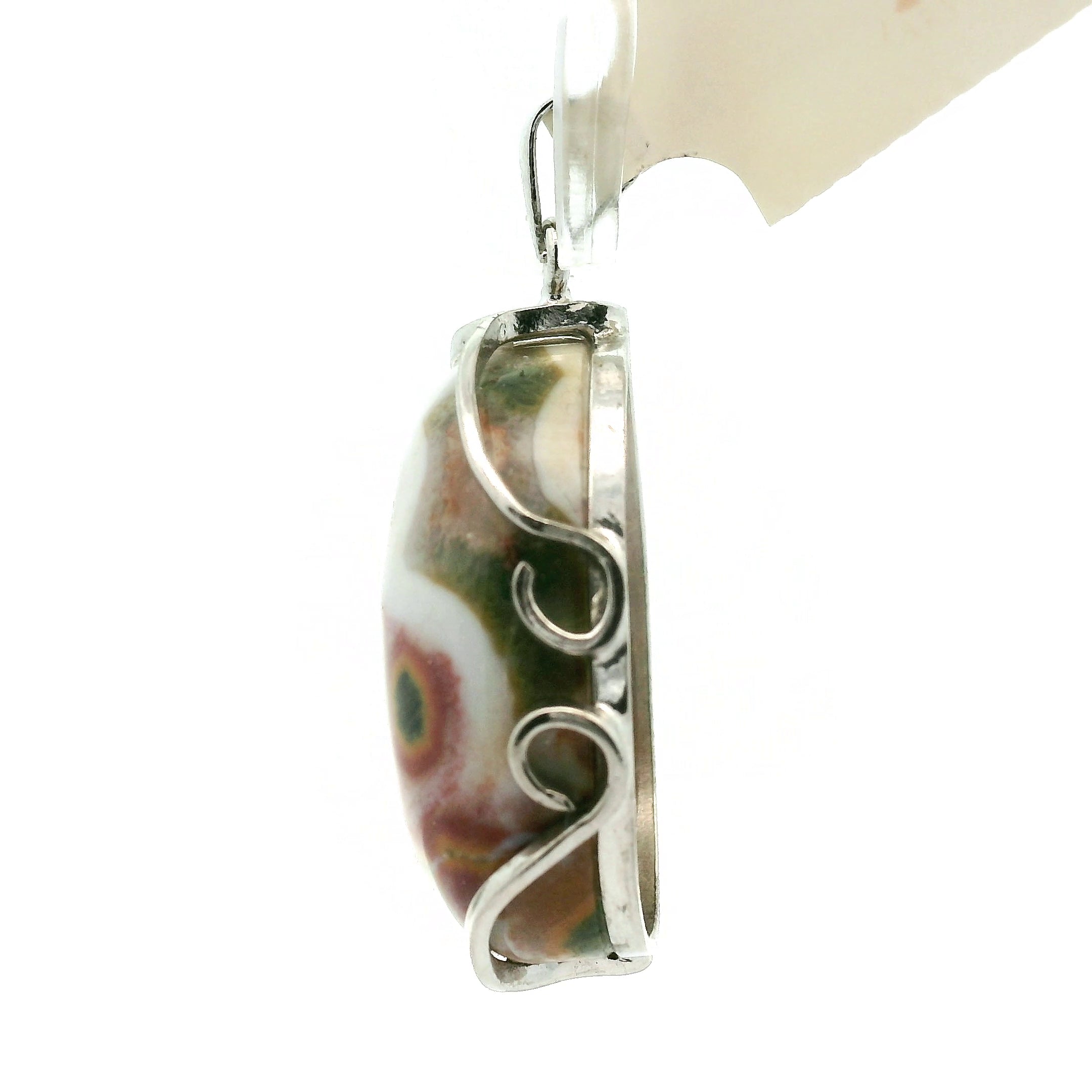 Orbicular "Ocean" Jasper Pendant .925 Silver for Joy and Peace