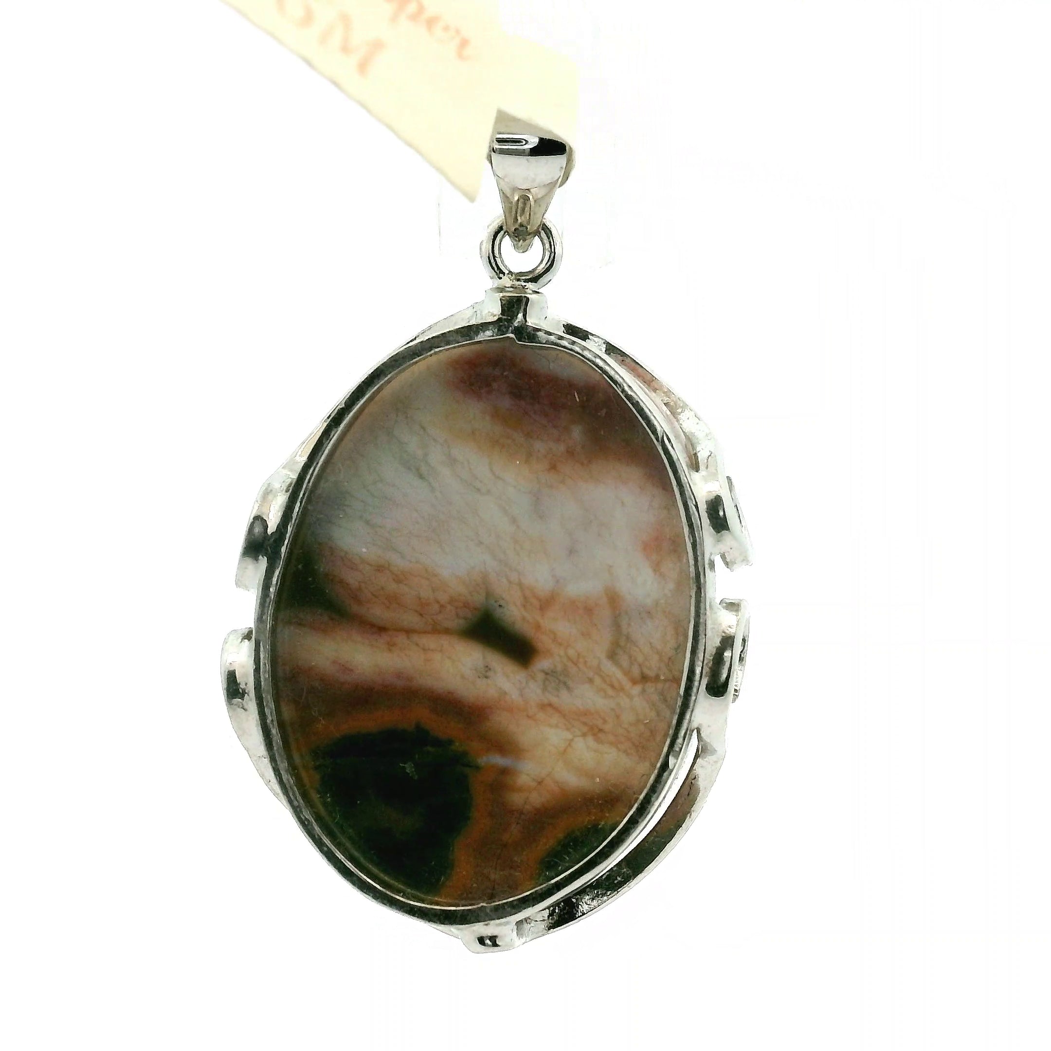 Orbicular "Ocean" Jasper Pendant .925 Silver for Joy and Peace